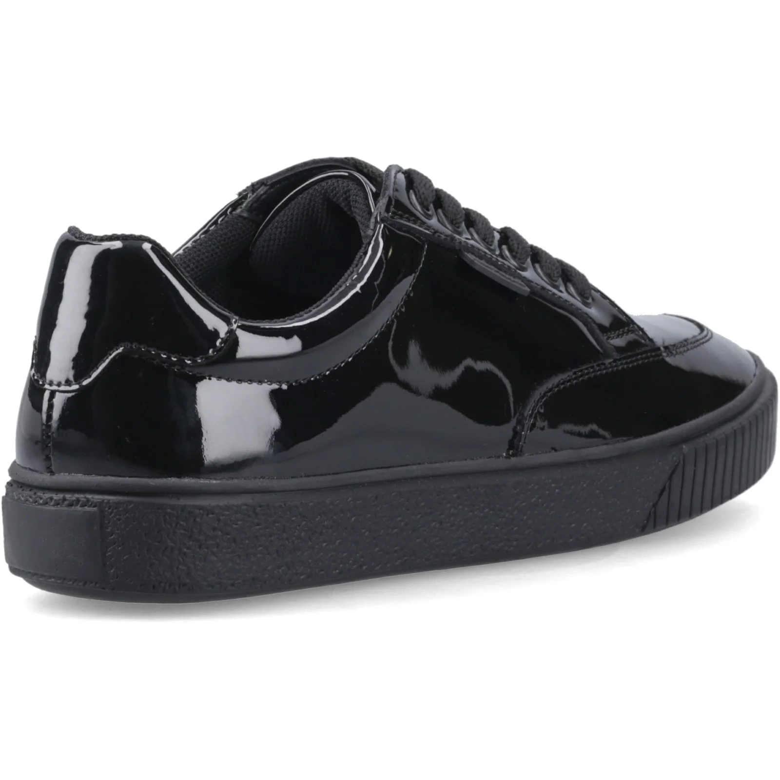 Hush Puppies Junior Girls EVELYN LACE TRAINER JNR Black Patent - Image 4