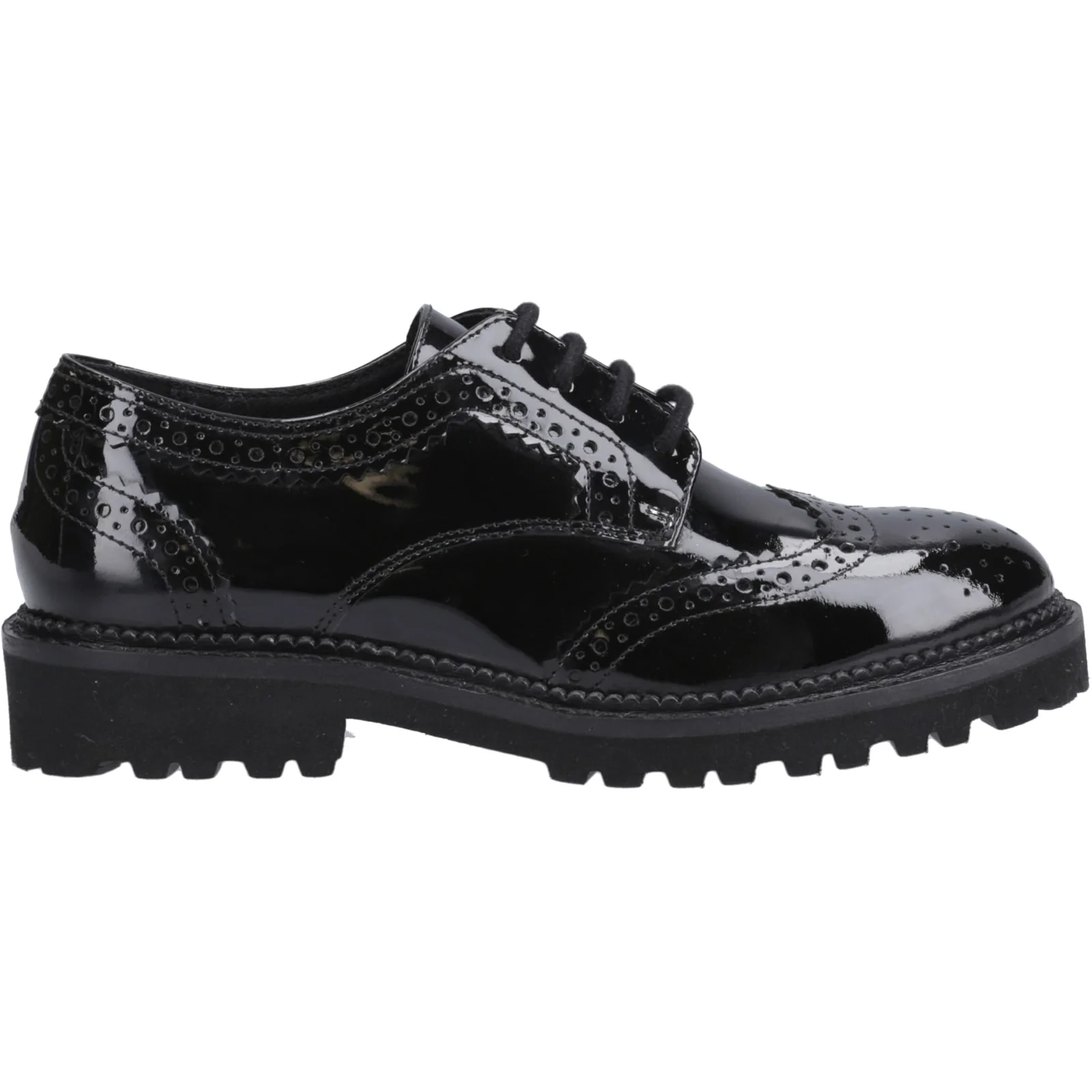 Hush Puppies Junior Girls Gabi Lace Up Patent Jnr Black