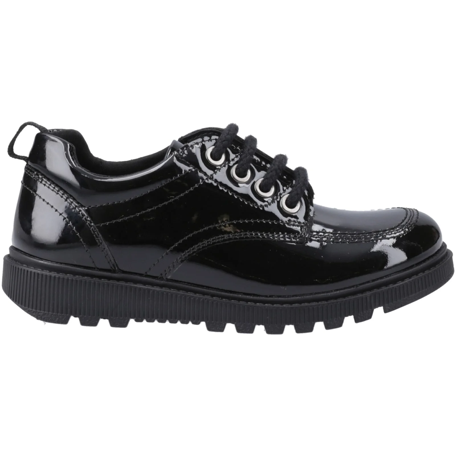 Hush Puppies Junior Girls Keeley Lace Up Patent Jnr Black