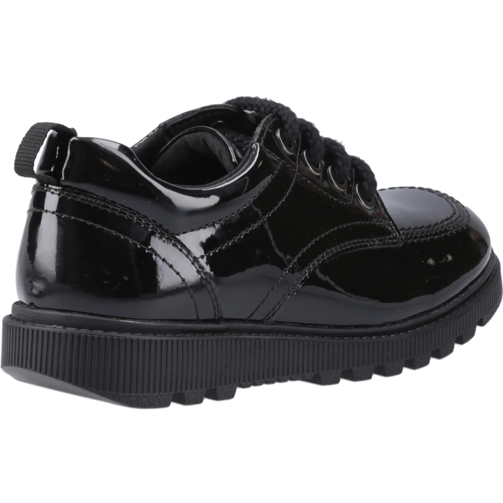 Hush Puppies Junior Girls Keeley Lace Up Patent Jnr Black - Image 4