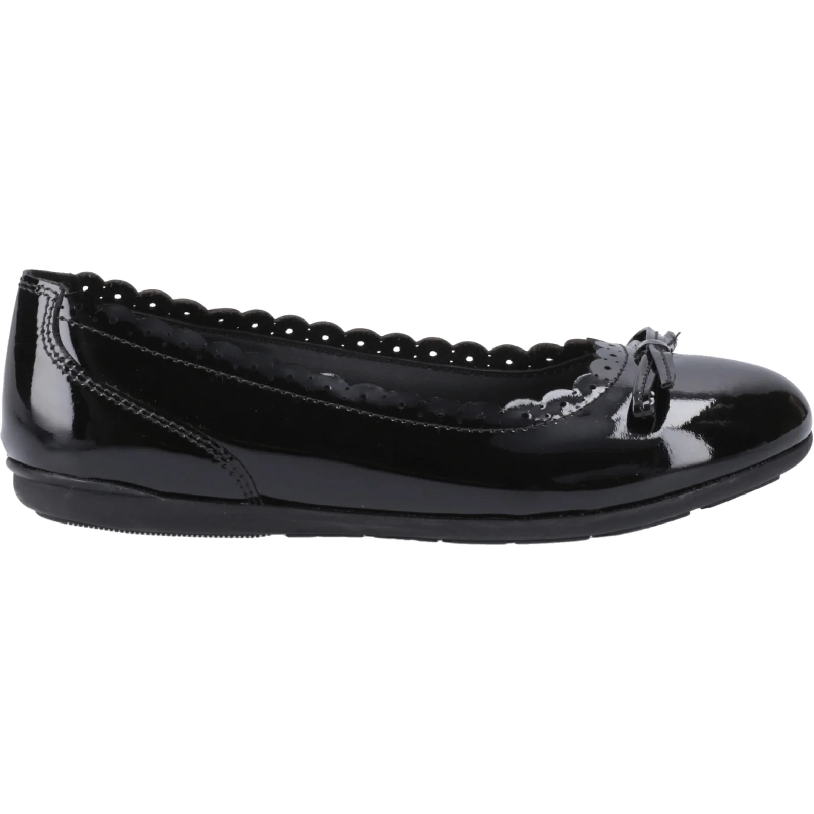 Hush Puppies Junior Girls Lillie Ballerina Patent Black