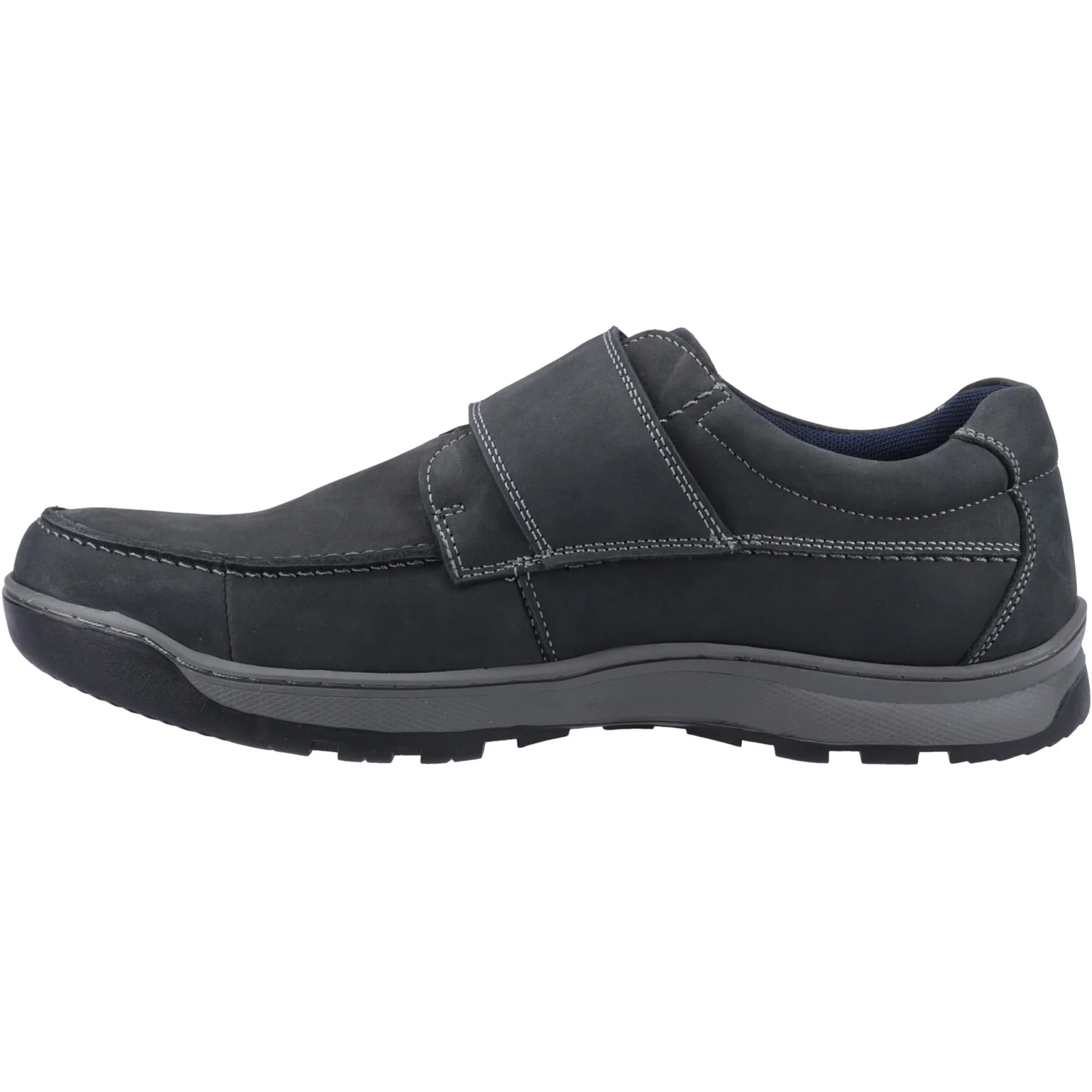 Hush Puppies Mens Casper Touch Fastening Shoes Navy Nubuck - Image 2