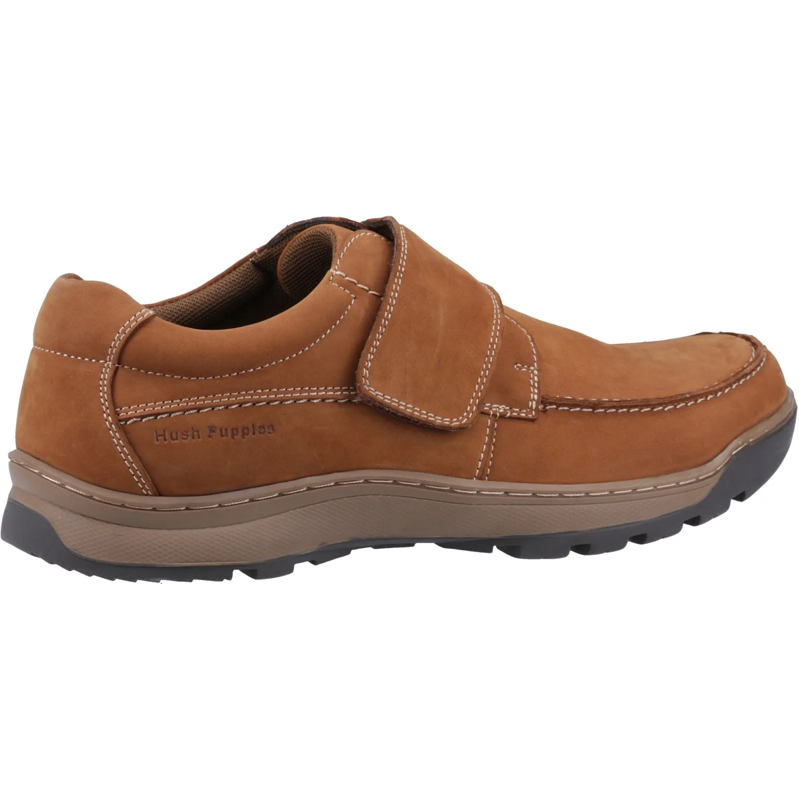 Hush Puppies Mens Casper Touch Fastening Shoes Tan Nubuck - Image 4