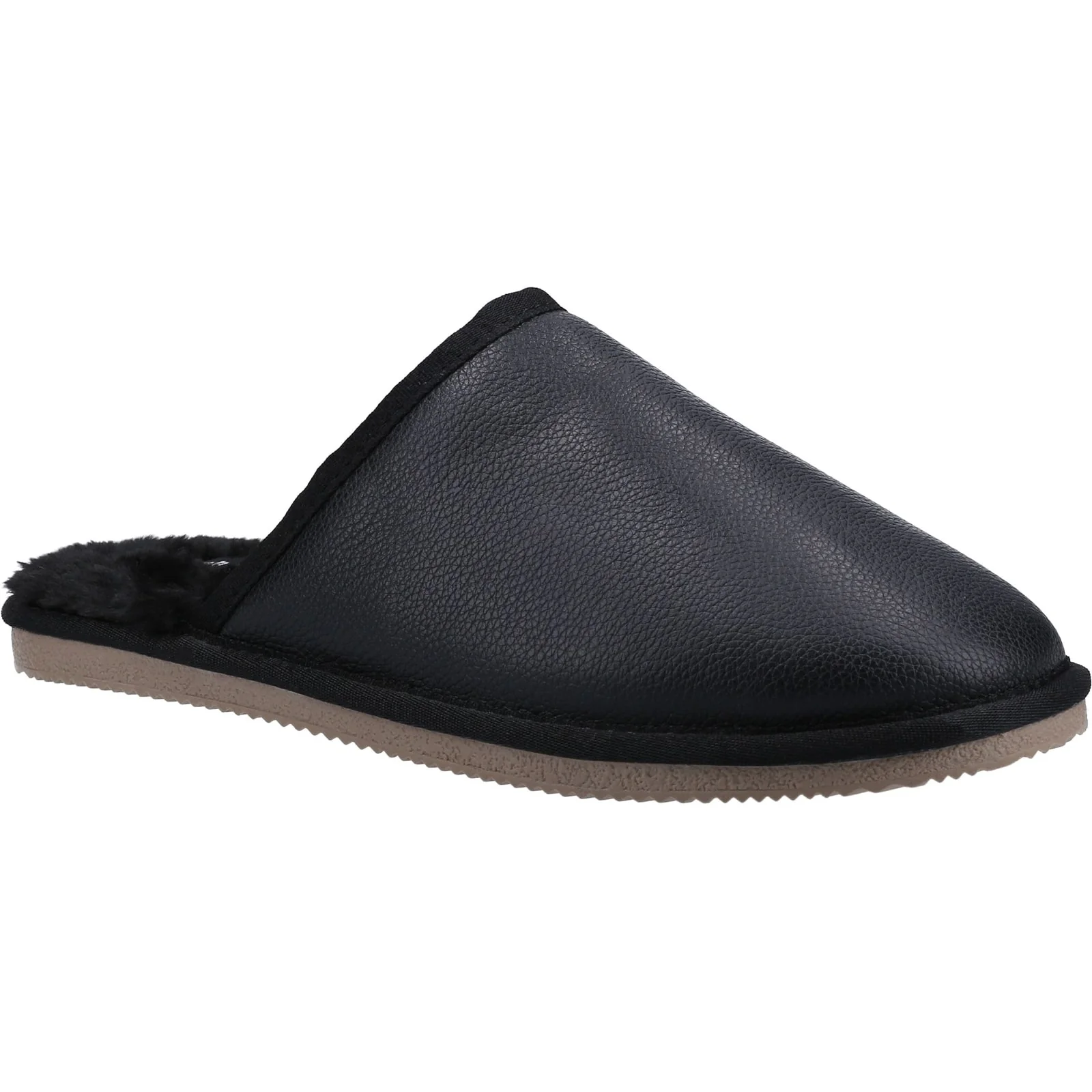 Hush Puppies Mens Coady Leather Slipper Black - Image 4