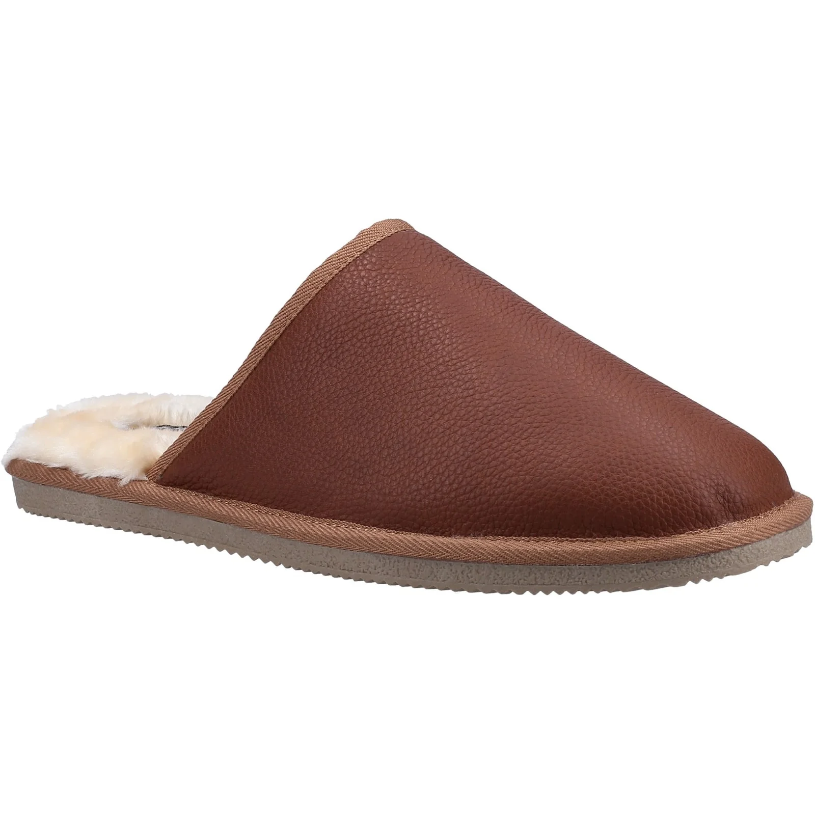 Hush Puppies Mens Coady Leather Slipper Tan - Image 4