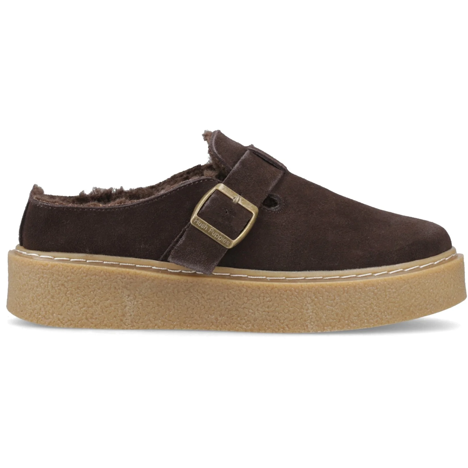 Hush Puppies Womens Blanche Fur Mule Chocolate