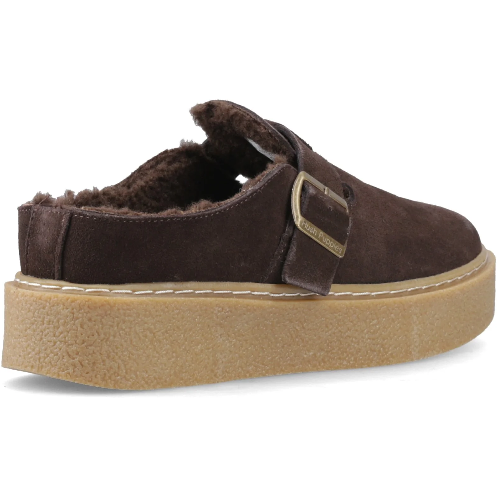 Hush Puppies Womens Blanche Fur Mule Chocolate - Image 4