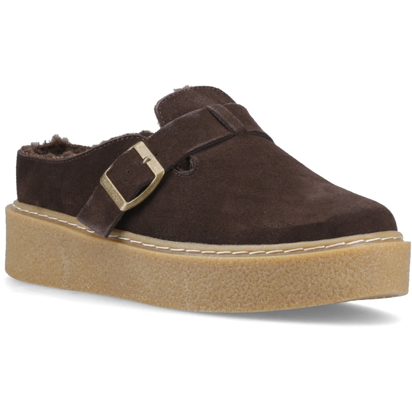 Hush Puppies Womens Blanche Fur Mule Chocolate - Image 5