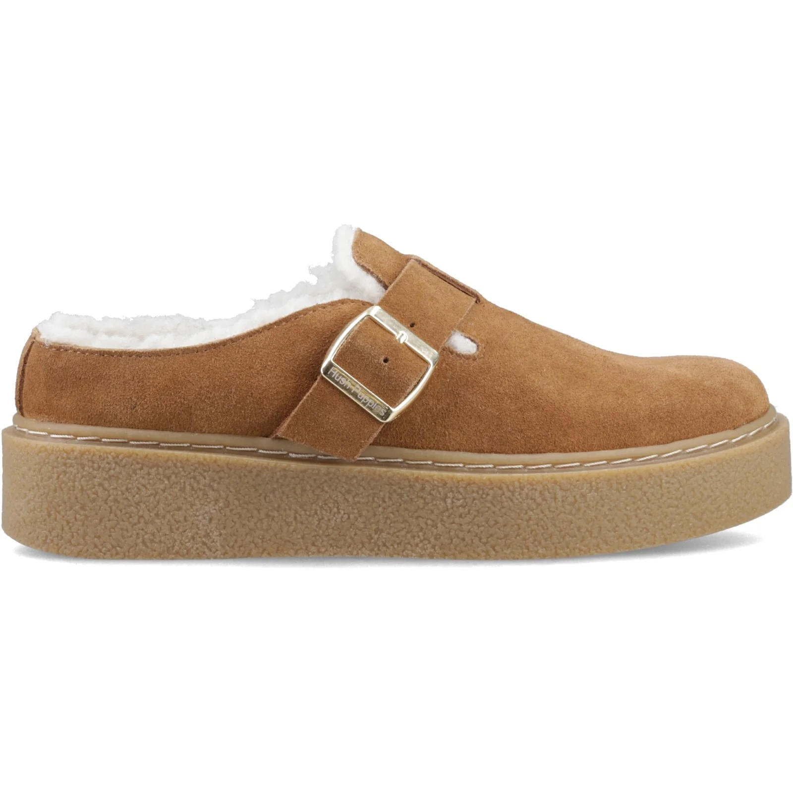 Hush Puppies Womens Blanche Fur Mule Tan