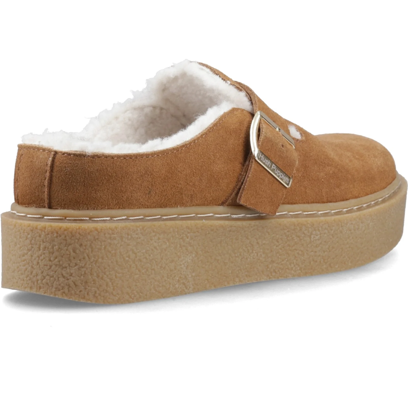 Hush Puppies Womens Blanche Fur Mule Tan - Image 4