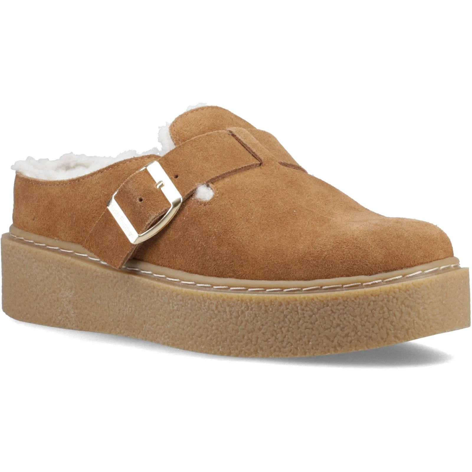 Hush Puppies Womens Blanche Fur Mule Tan - Image 5