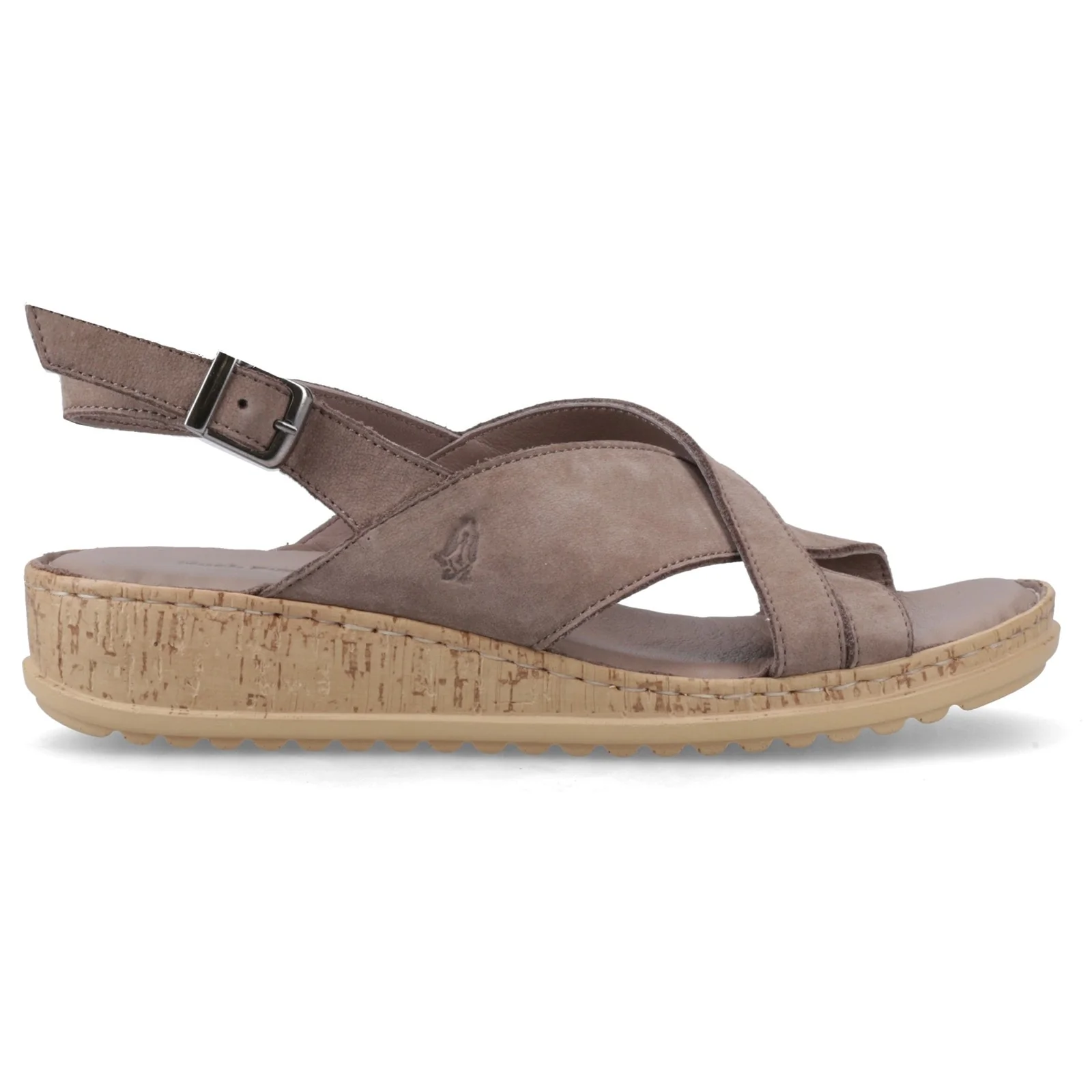 Hush Puppies Womens Elena Cross Over Wedge Sandal Fossil