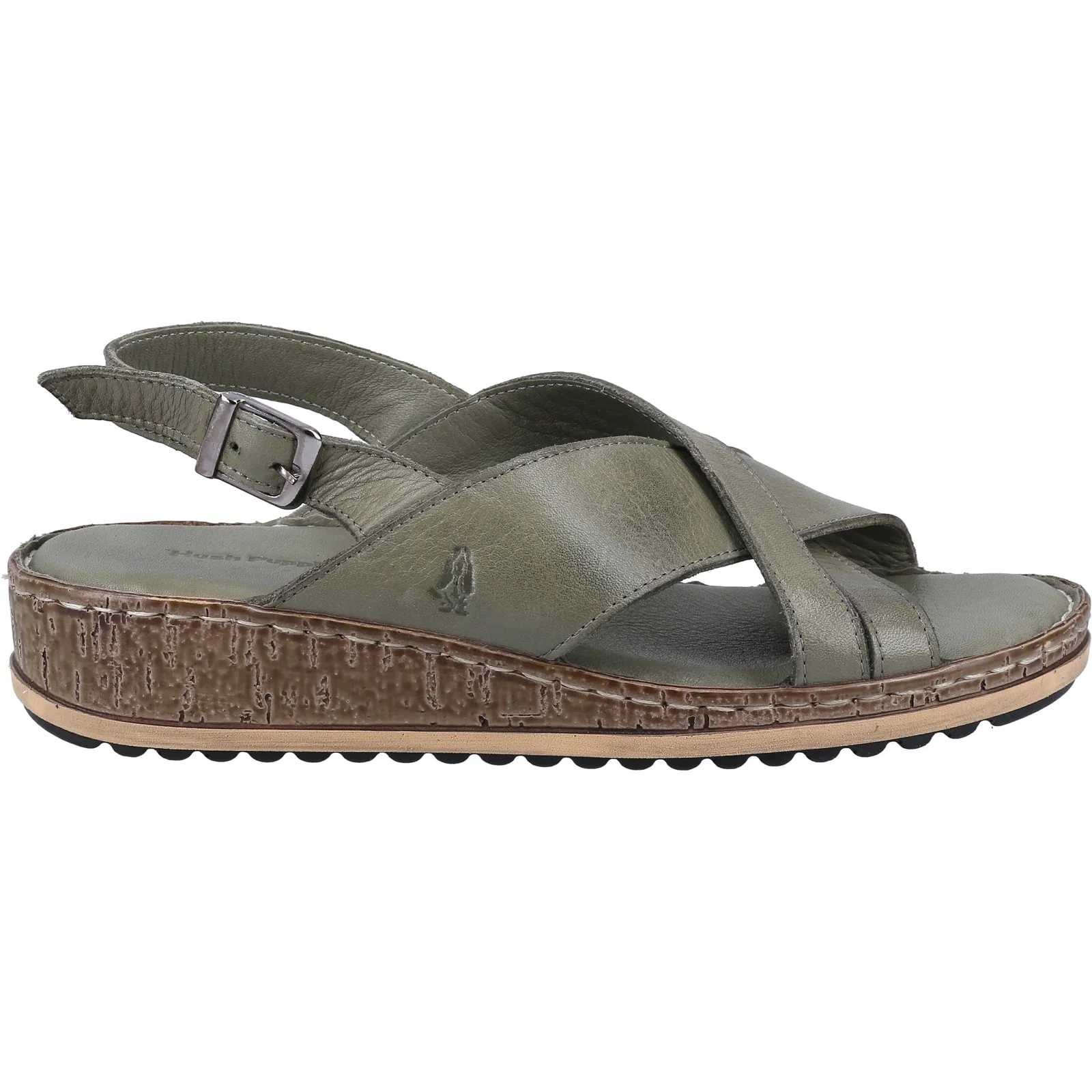 Hush Puppies Womens Elena Cross Over Wedge Sandal Olive