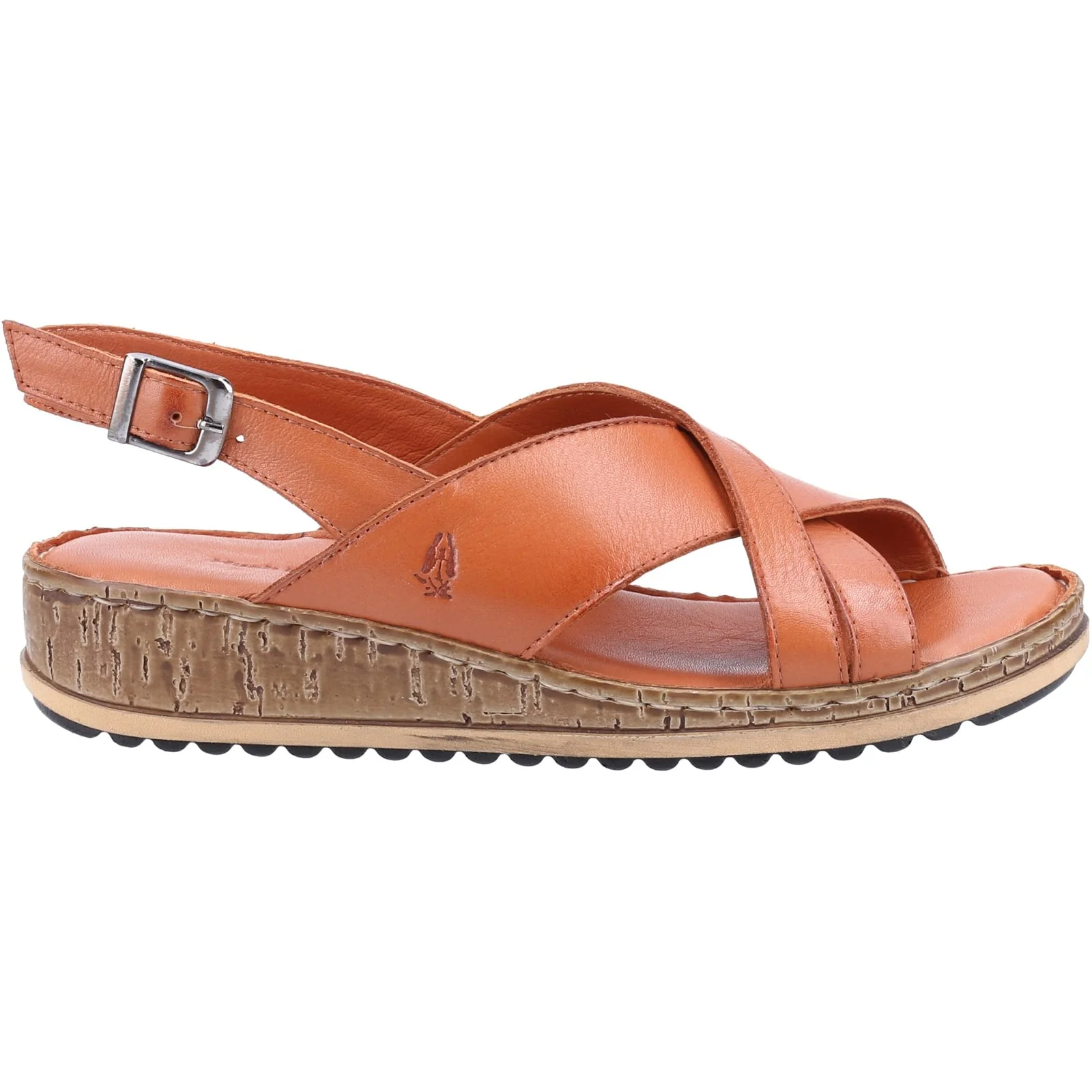 Hush Puppies Womens Elena Cross Over Wedge Sandal Tan