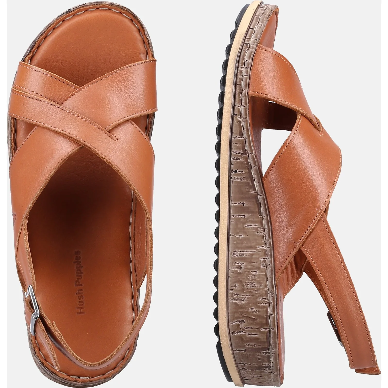 Hush Puppies Womens Elena Cross Over Wedge Sandal Tan - Image 6