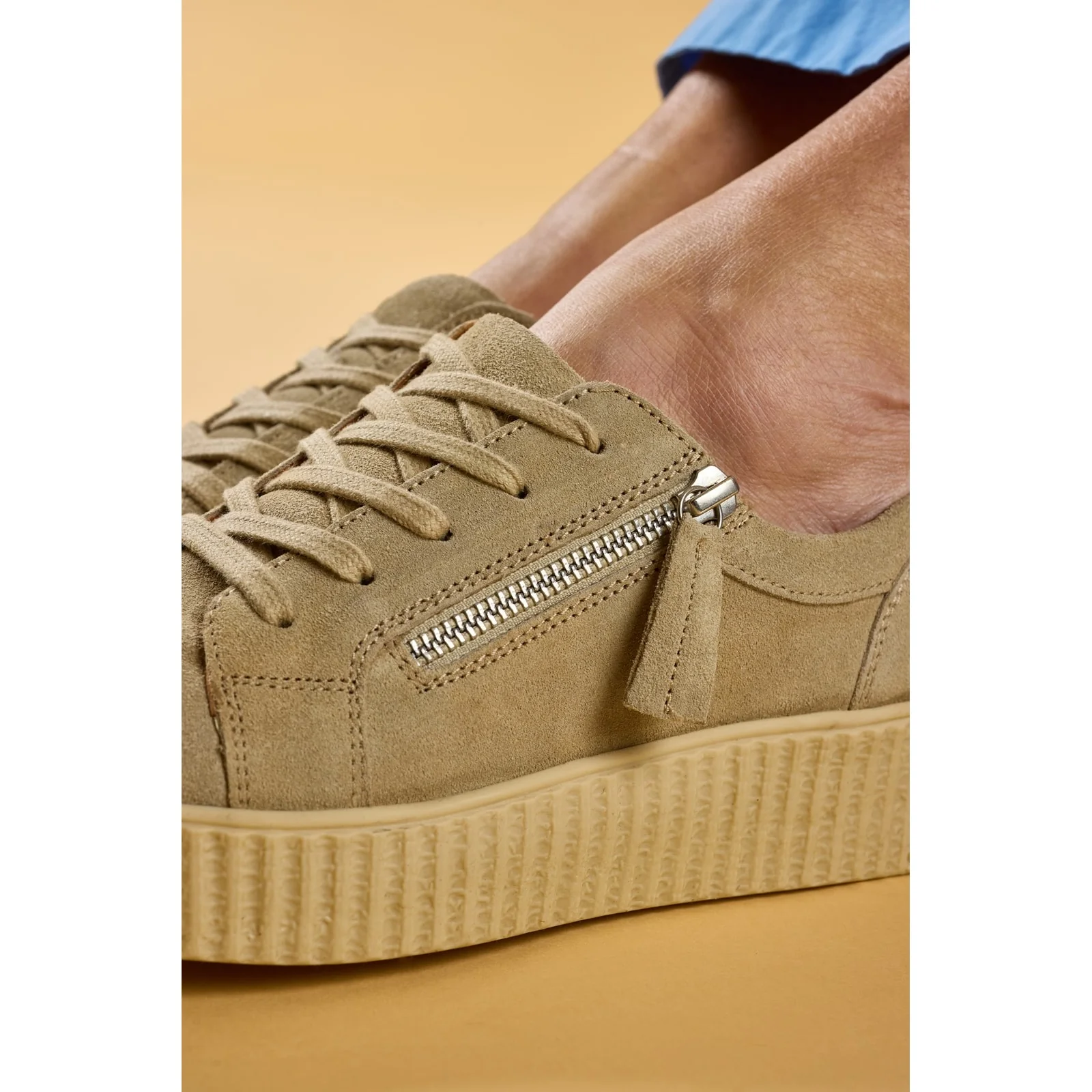 Hush Puppies Womens Tara Suede Trainer Taupe - Image 6