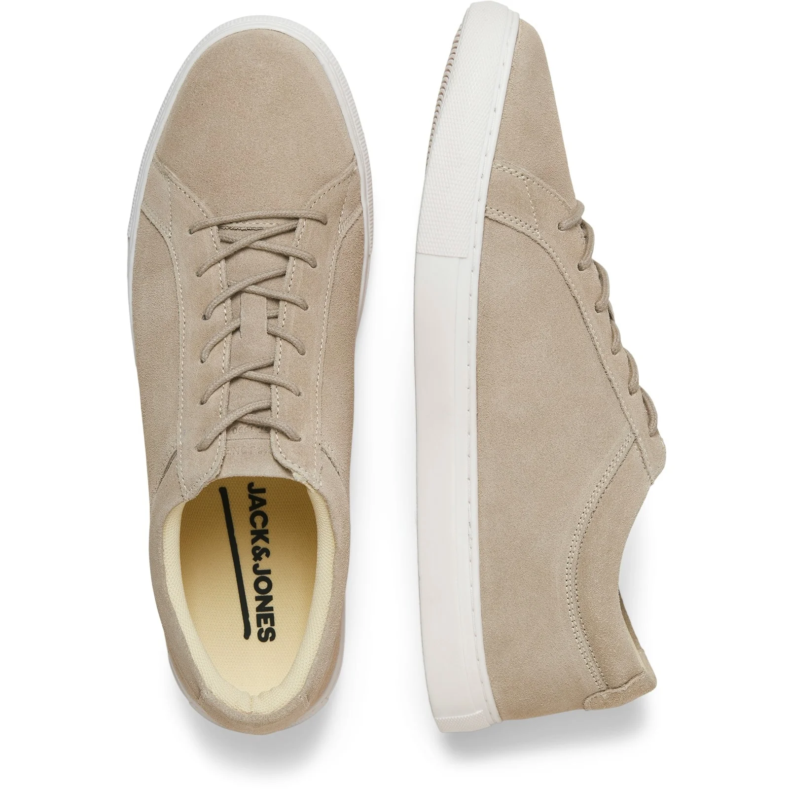 Jack & Jones Mens Galaxy Suede Trainers Plaza Taupe - Image 3