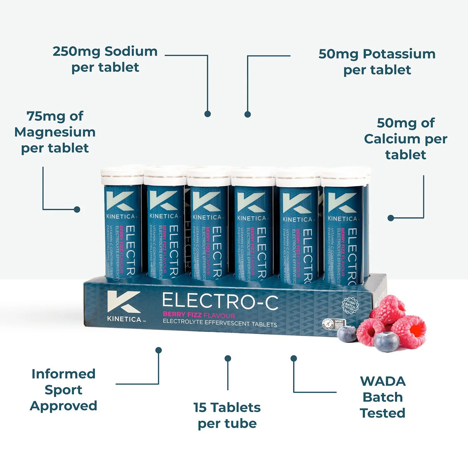 Kinetica Sports Electro C Berry Fizz Tablets - Box of 12 - Image 4