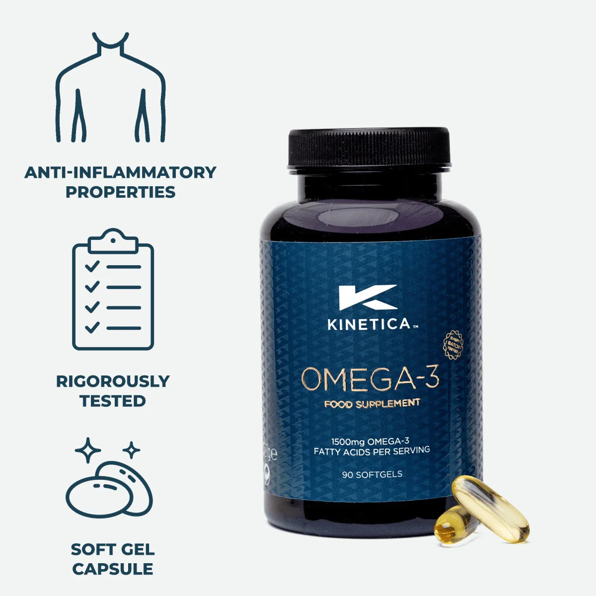 Kinetica Omega-3 Fish Oil - 90 capsules - 45 Servings - Image 5