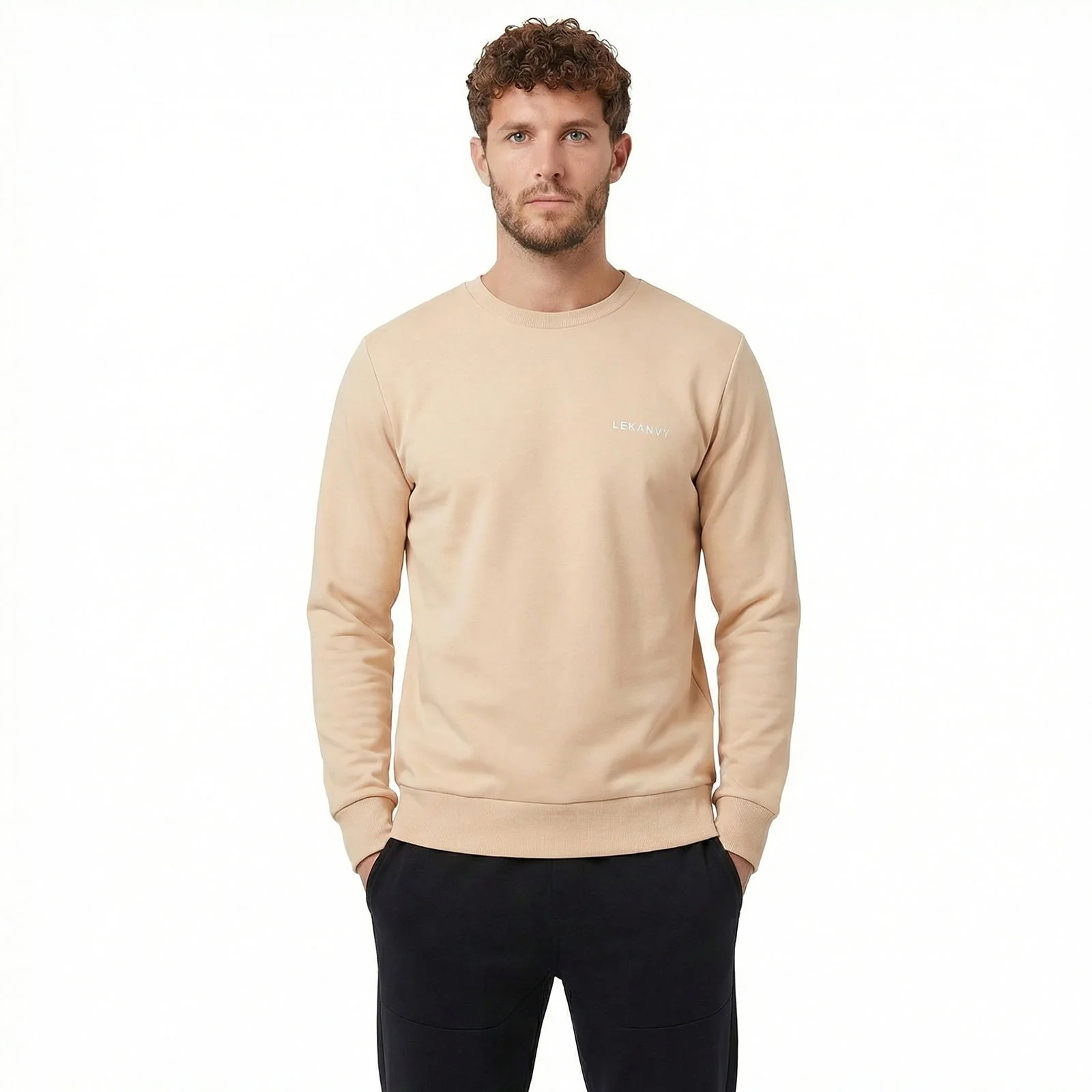 LeKanvy Versatile Unisex Crew Neck -Pastel Cream