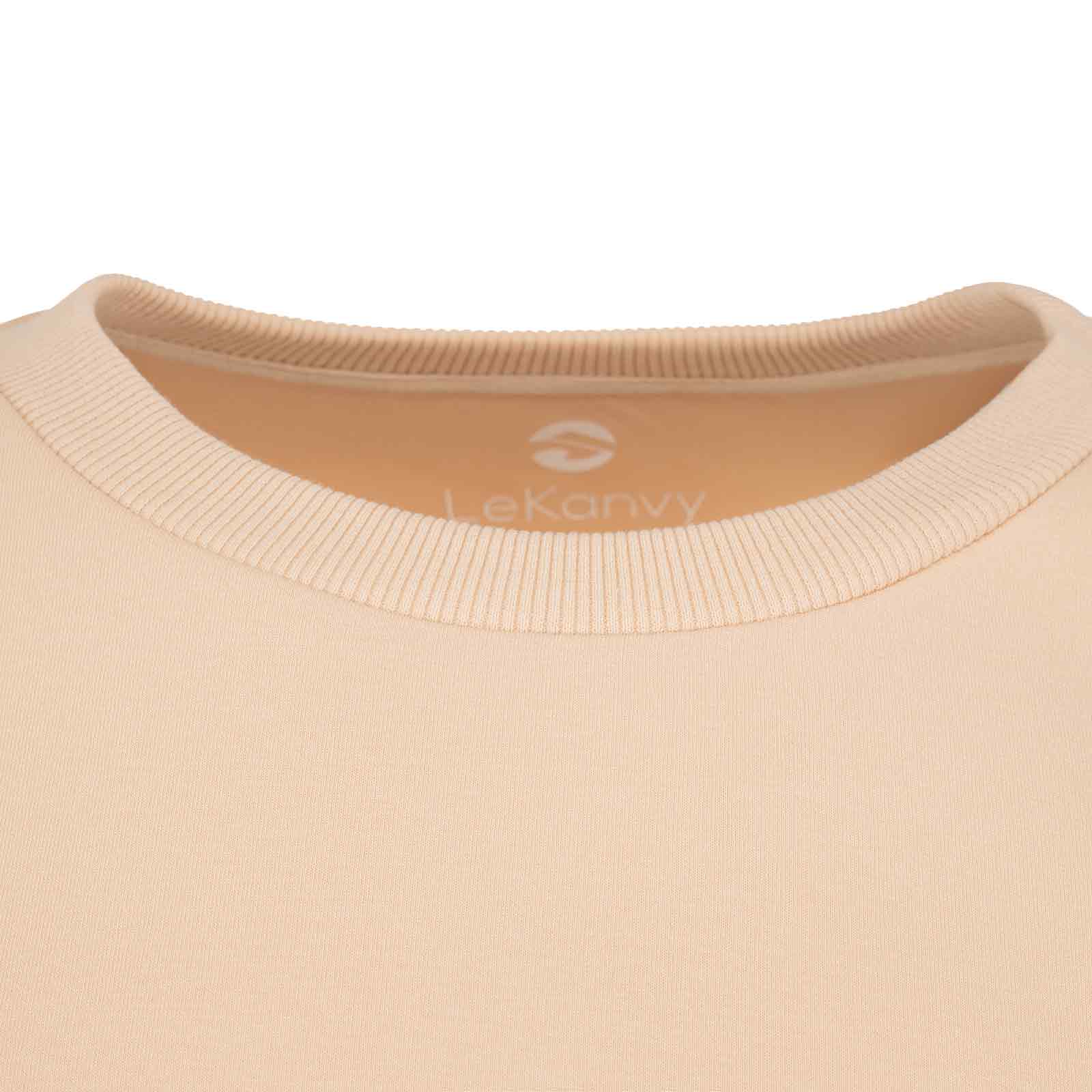 LeKanvy Versatile Unisex Crew Neck -Pastel Cream - Image 5