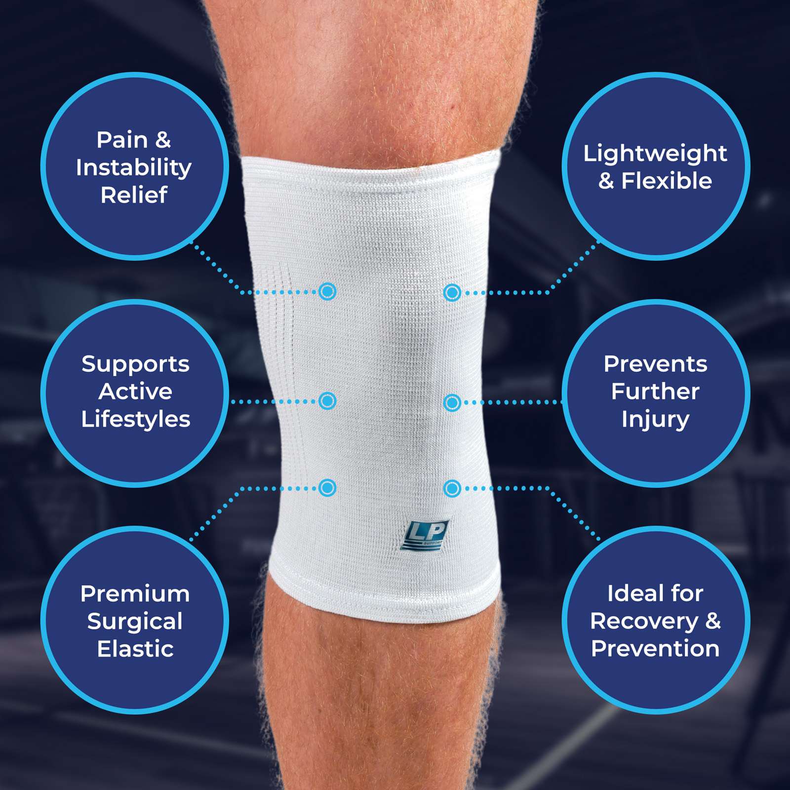 LP Elasticated Lightweight Adults Compression Knee Support - Image 3