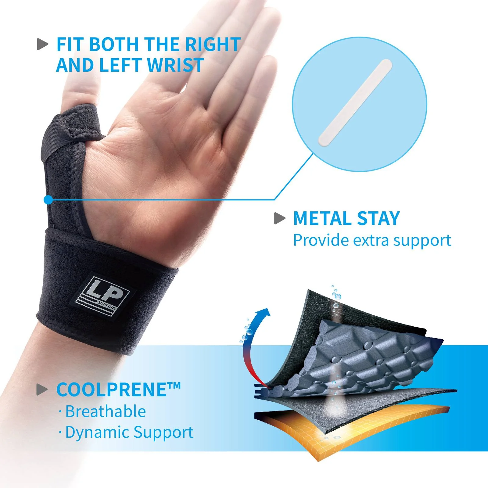 LP Extreme Coolprene® Hook/Loop Adults Wrist/Thumb Support - Image 3