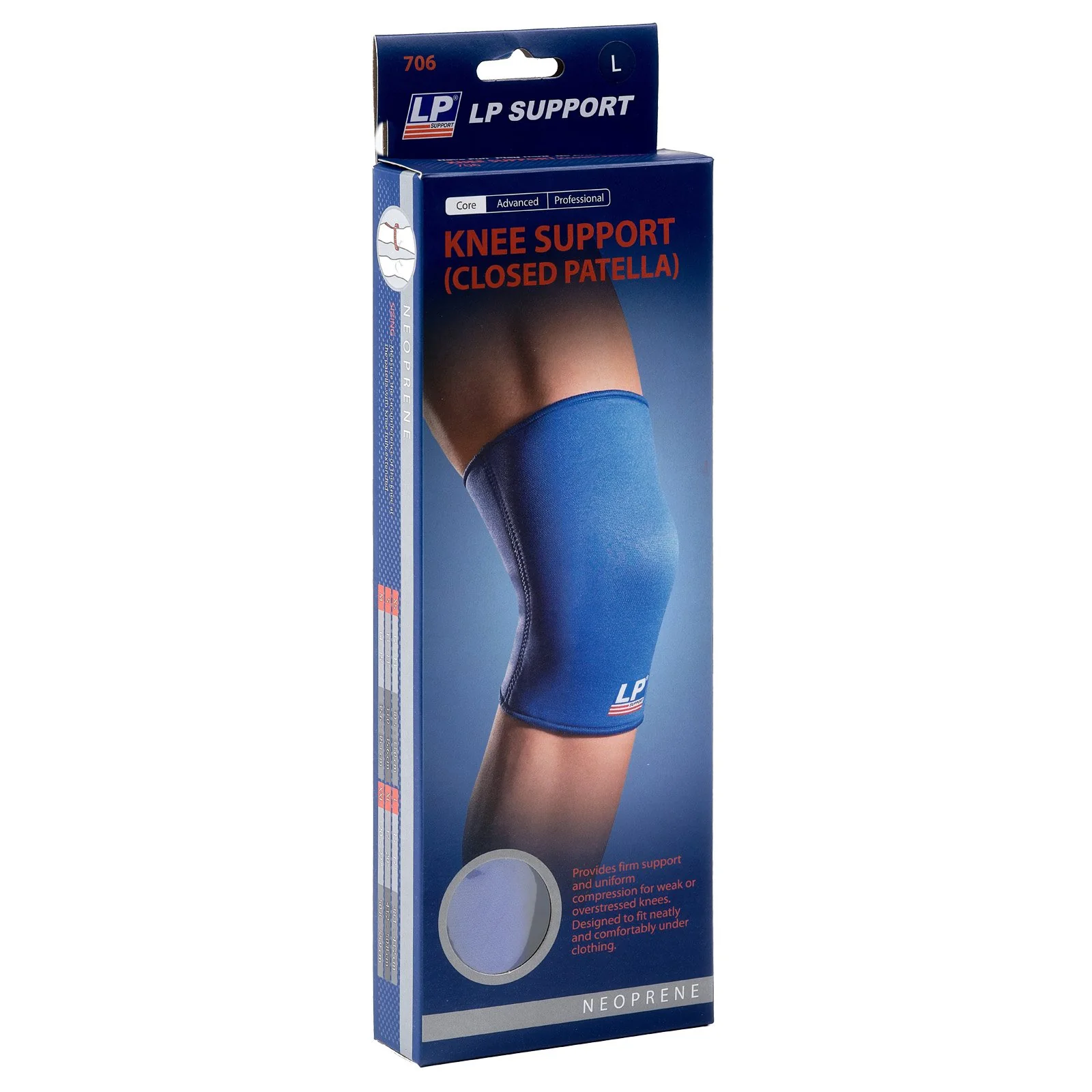 LP Closed Patella Adults Slip-On Compression Knee Support - Image 2