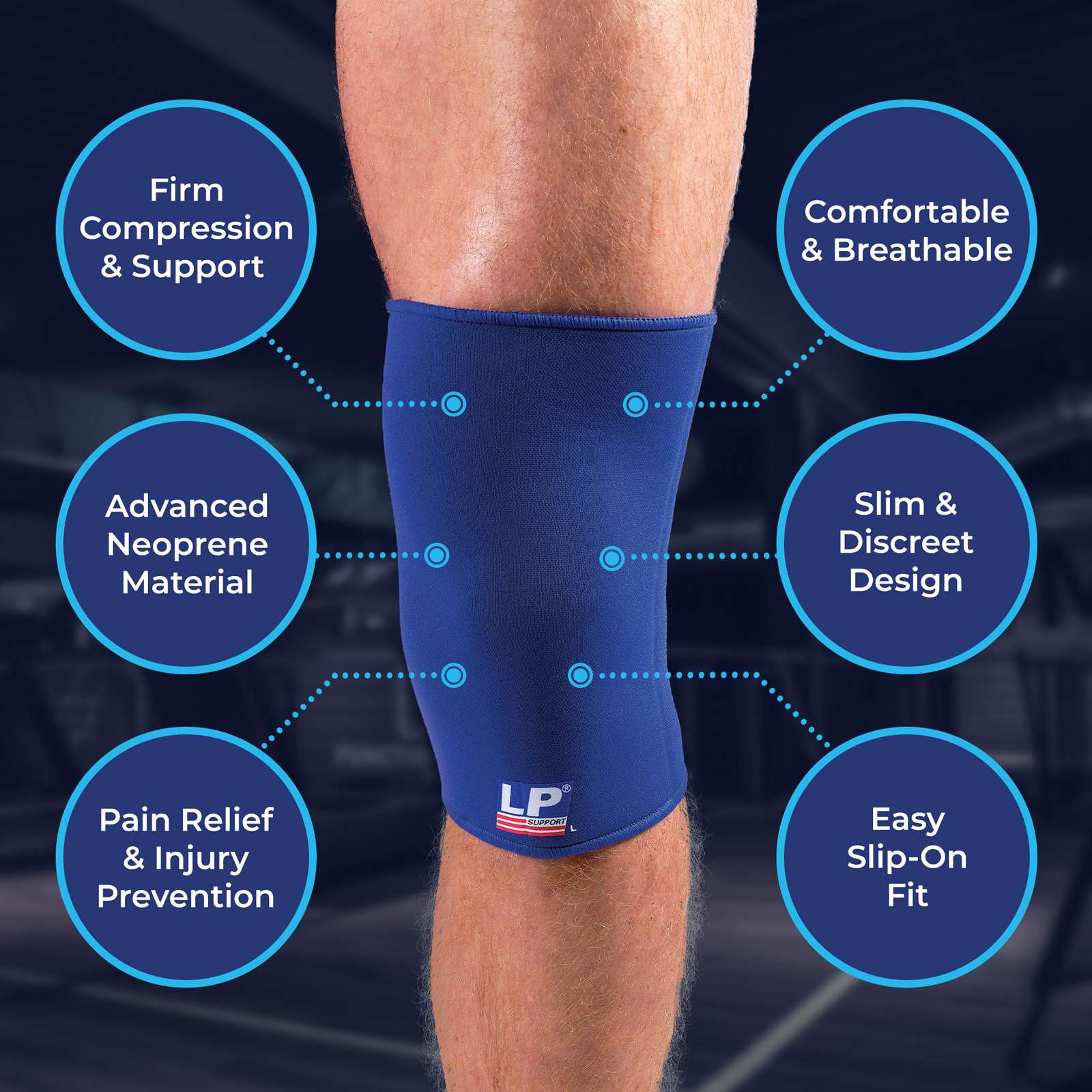 LP Closed Patella Adults Slip-On Compression Knee Support - Image 3