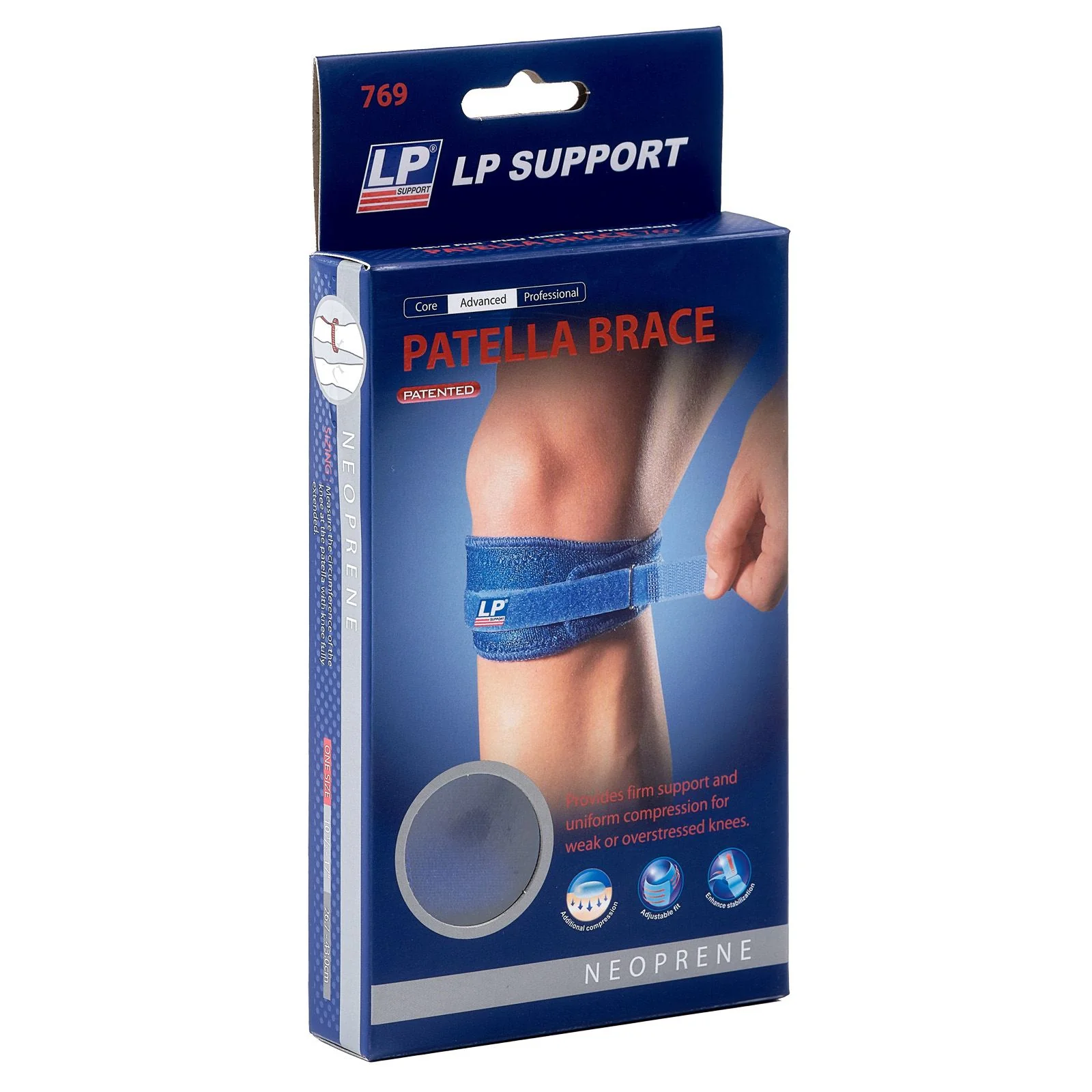 LP Adjustable Hook and Loop Neoprene Adults Patella Brace - Image 2