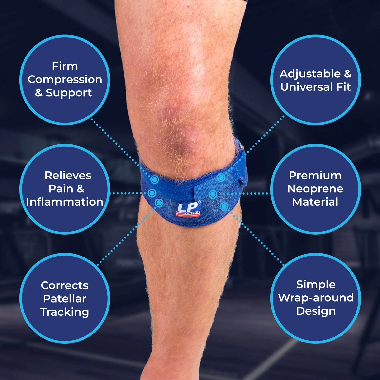 LP Adjustable Hook and Loop Neoprene Adults Patella Brace - Image 3