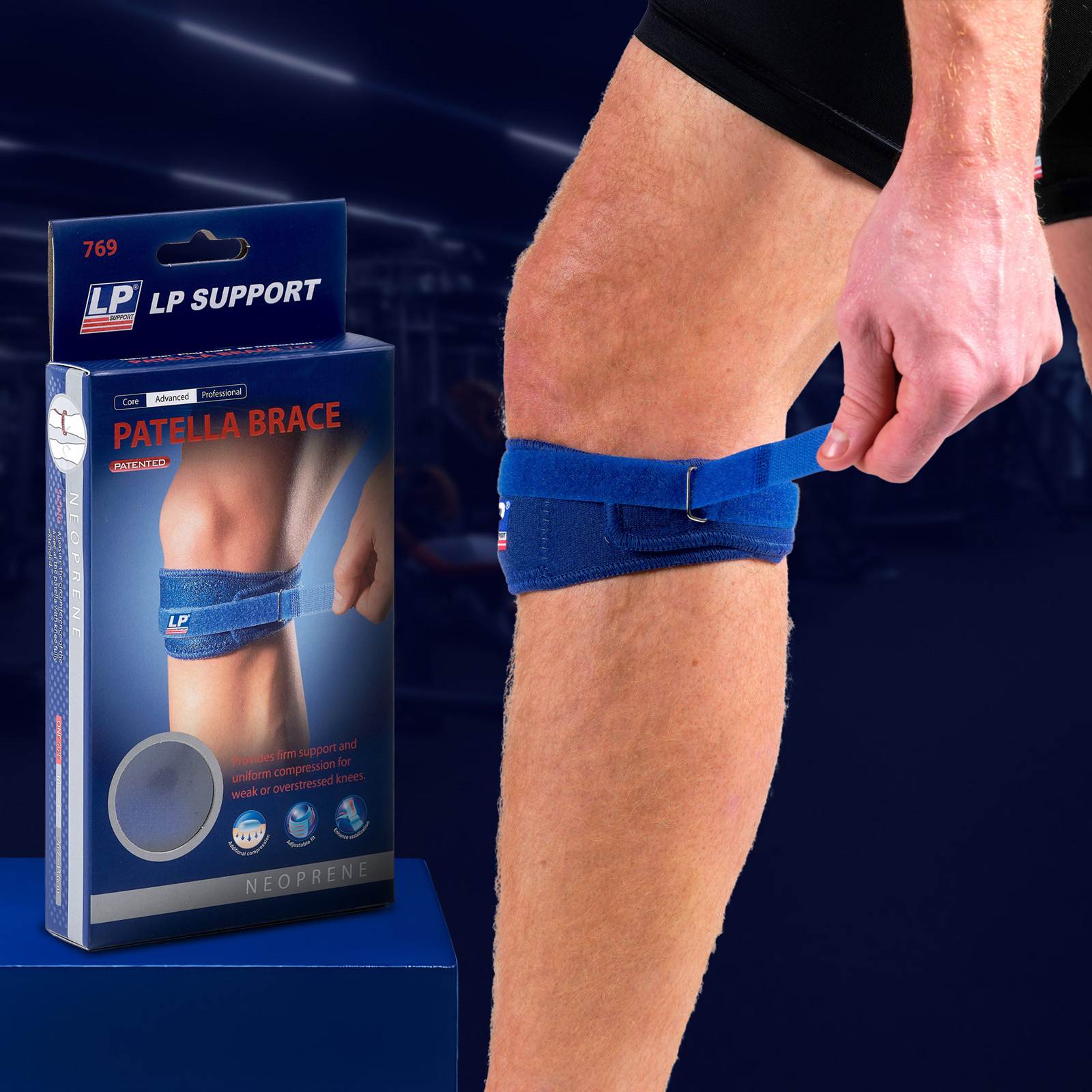 LP Adjustable Hook and Loop Neoprene Adults Patella Brace - Image 4