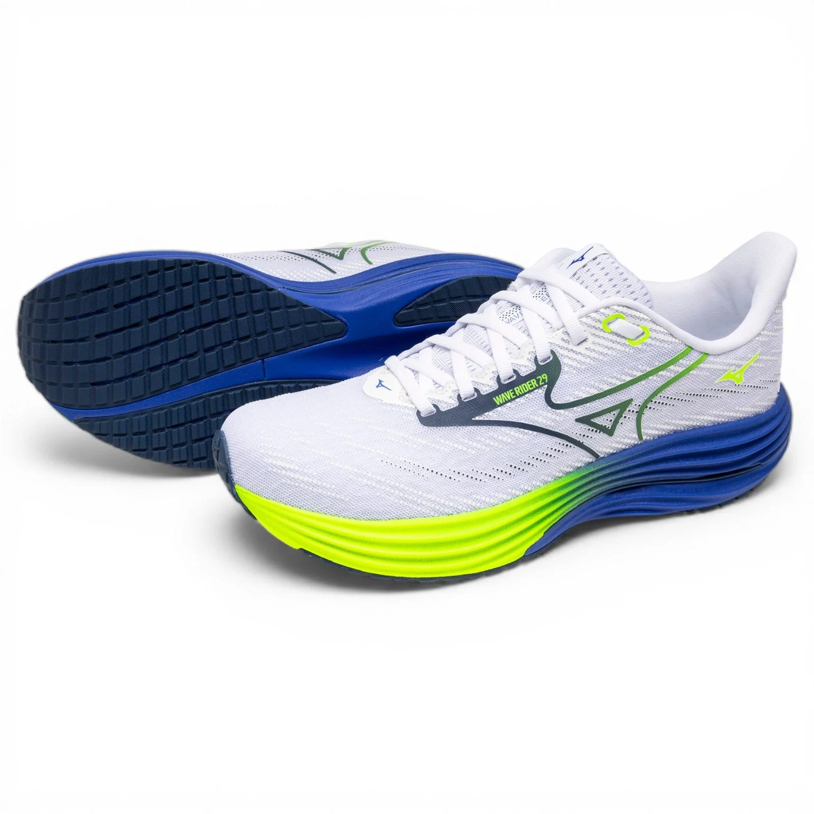 Mizuno Wave Rider 29 Mens Cushioned Running Shoes - White - Image 11