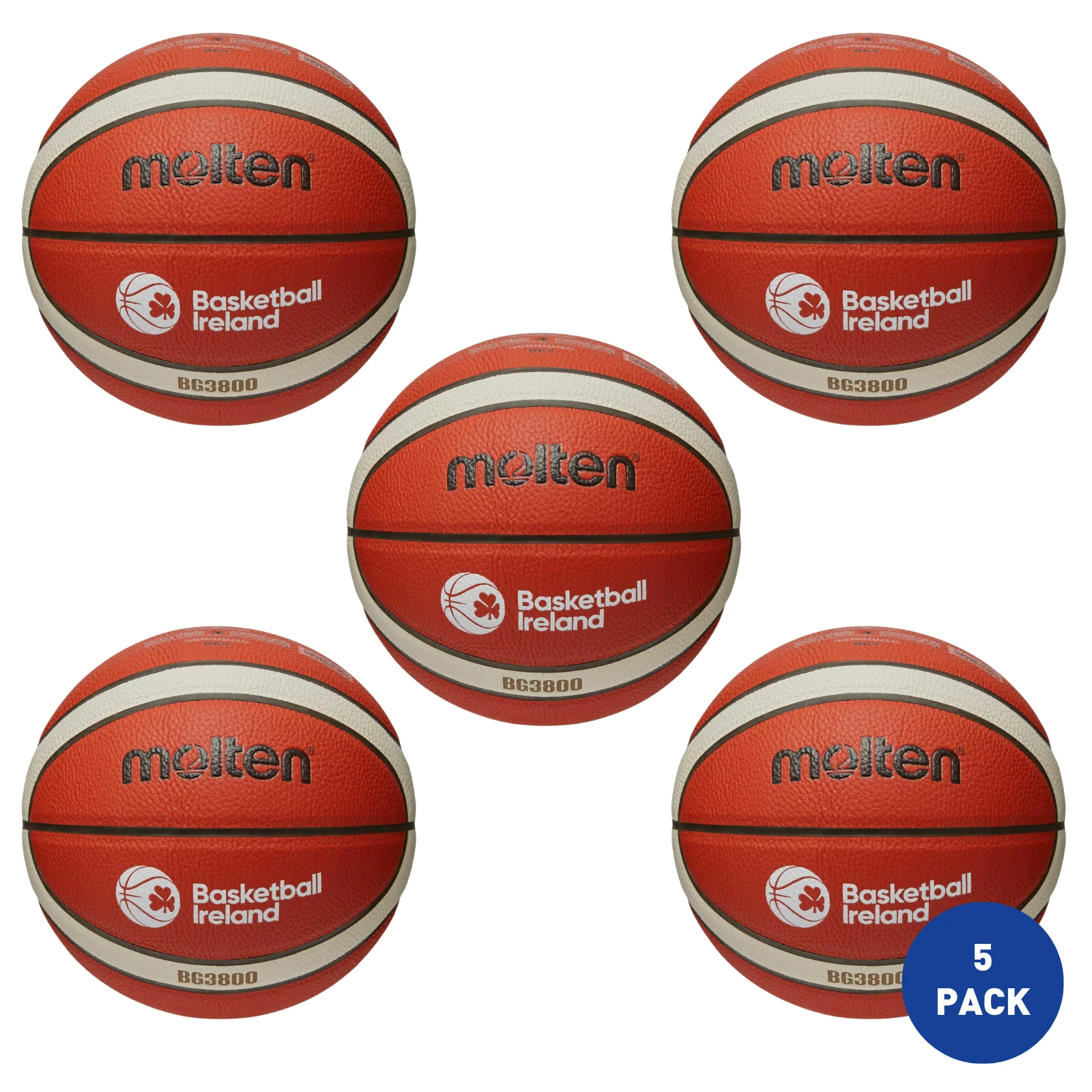 Molten Basketball Ireland Schools Basketball Size 7 - 5 Pack
