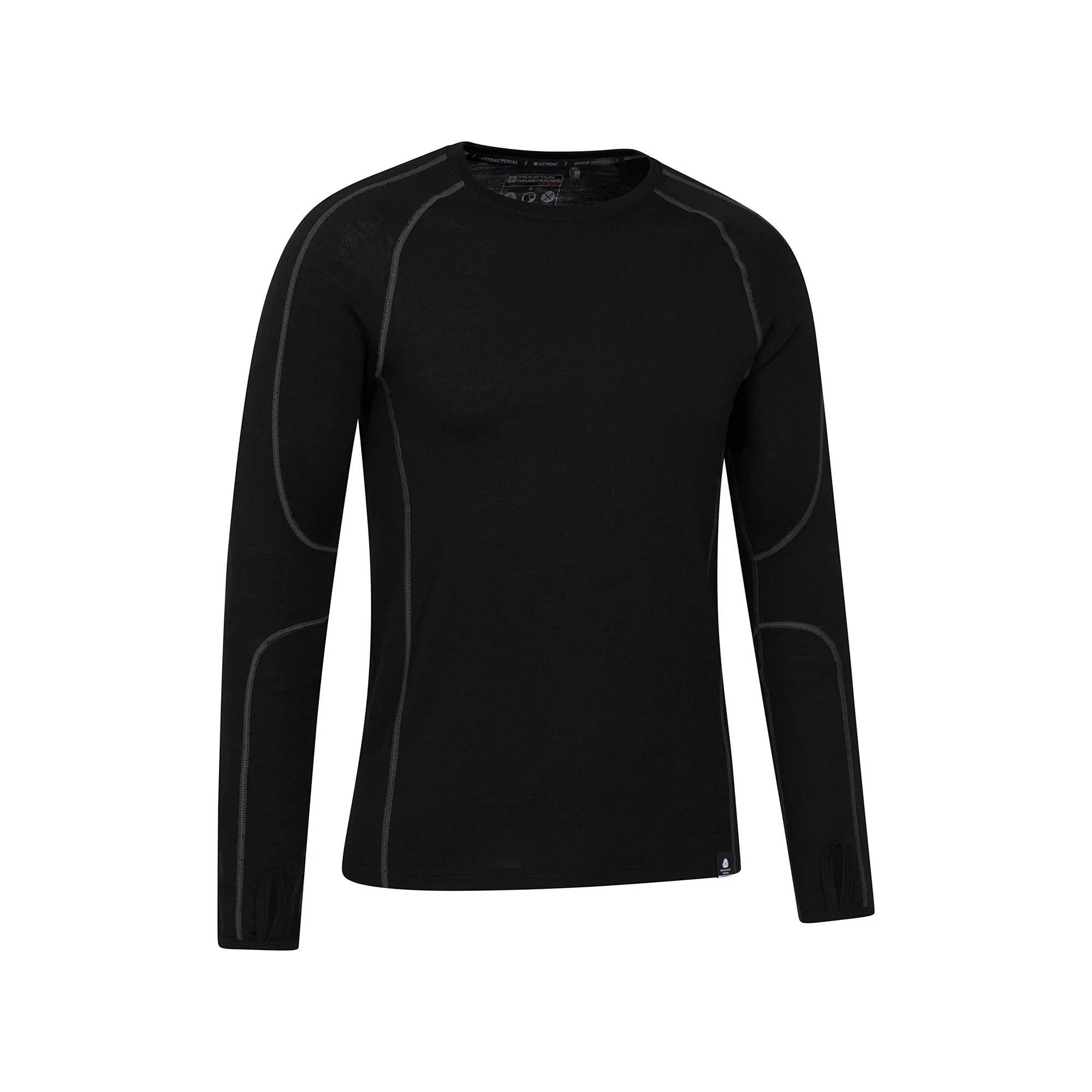 Mountain Warehouse Mens Asgard Merino Wool Base Layer Set Black - Image 3