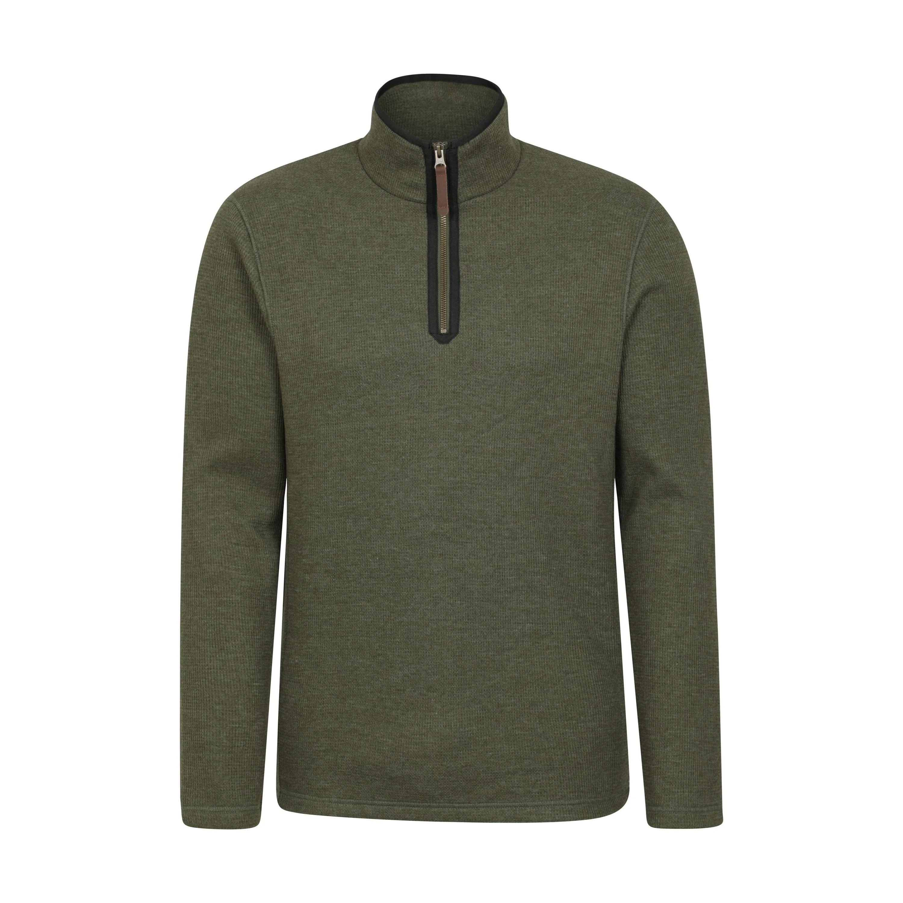 Mountain Warehouse Mens Beta Contrast Zip Top Dark Khaki