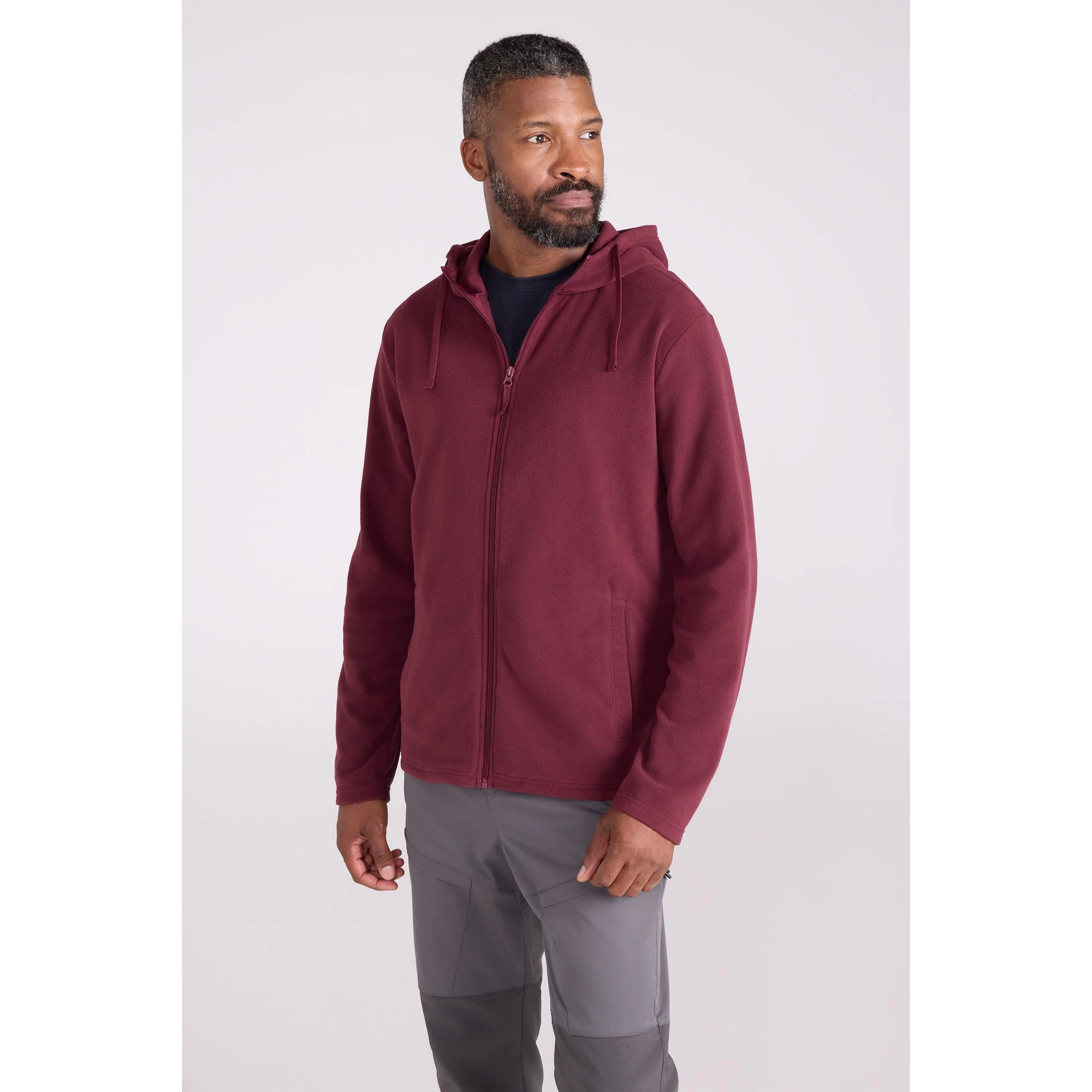 Mountain Warehouse Mens Camber Fleece Full Zip Hoodie Burgundy