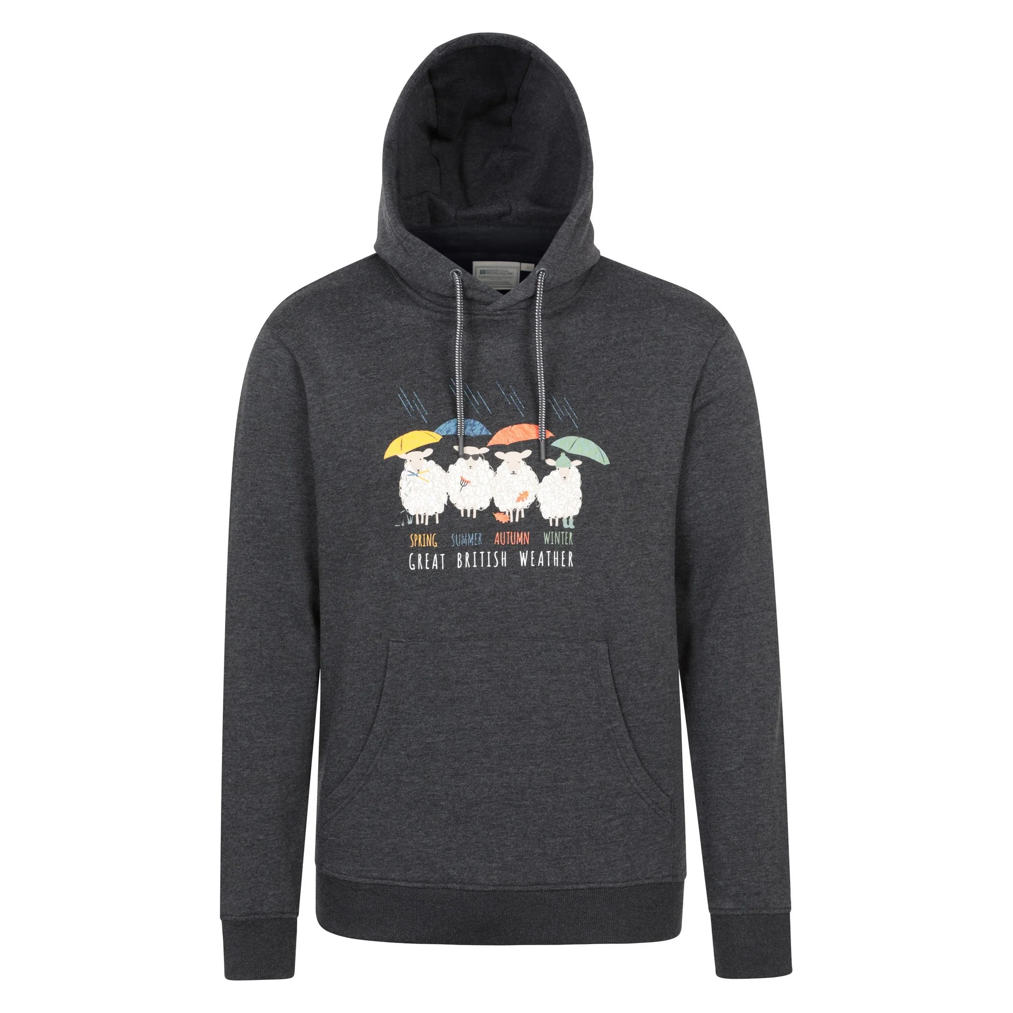 Mountain Warehouse Mens Great British Weather Overhead Hoodie Charcoal
