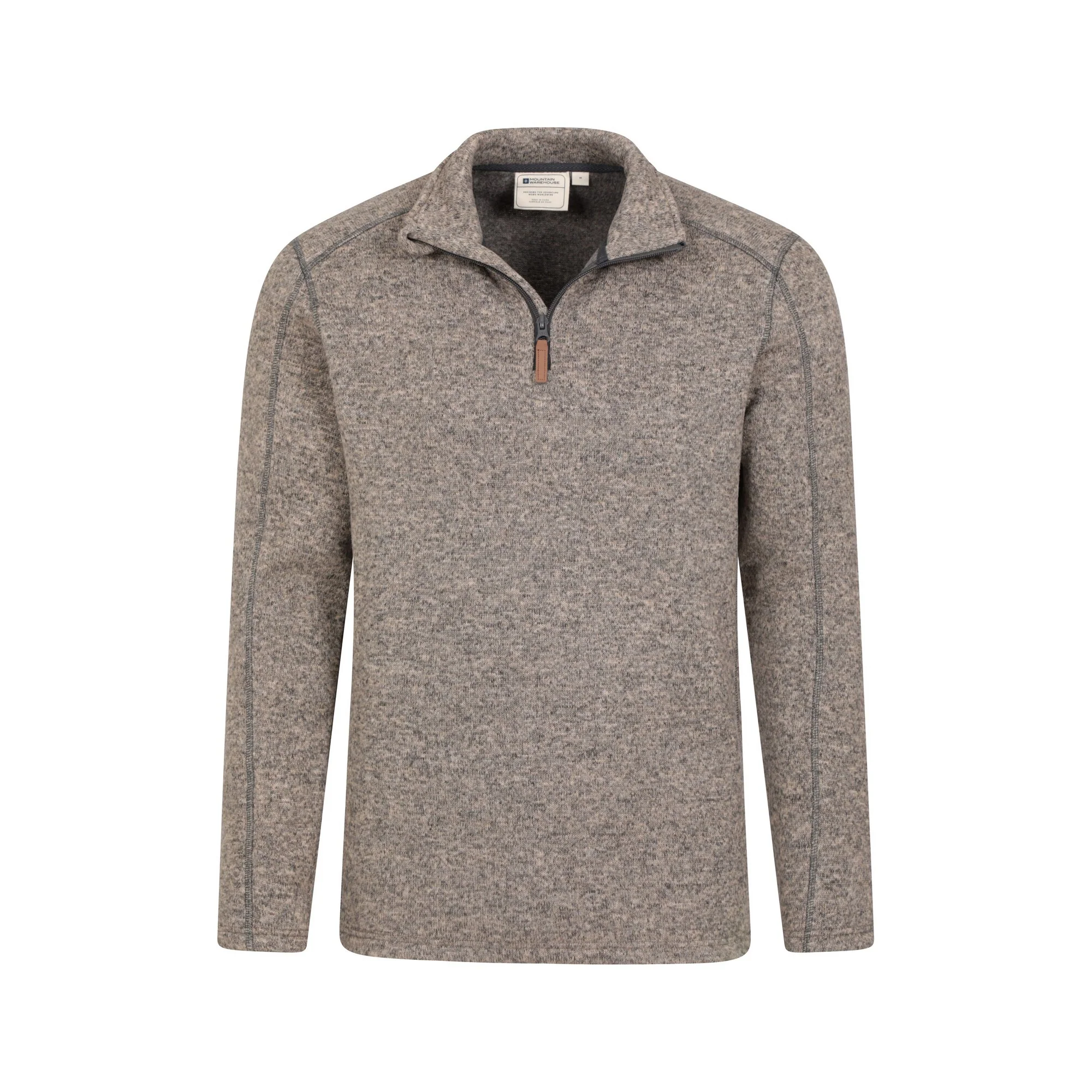 Mountain Warehouse Mens Idris II Half Zip Fleece Top Beige - Image 3