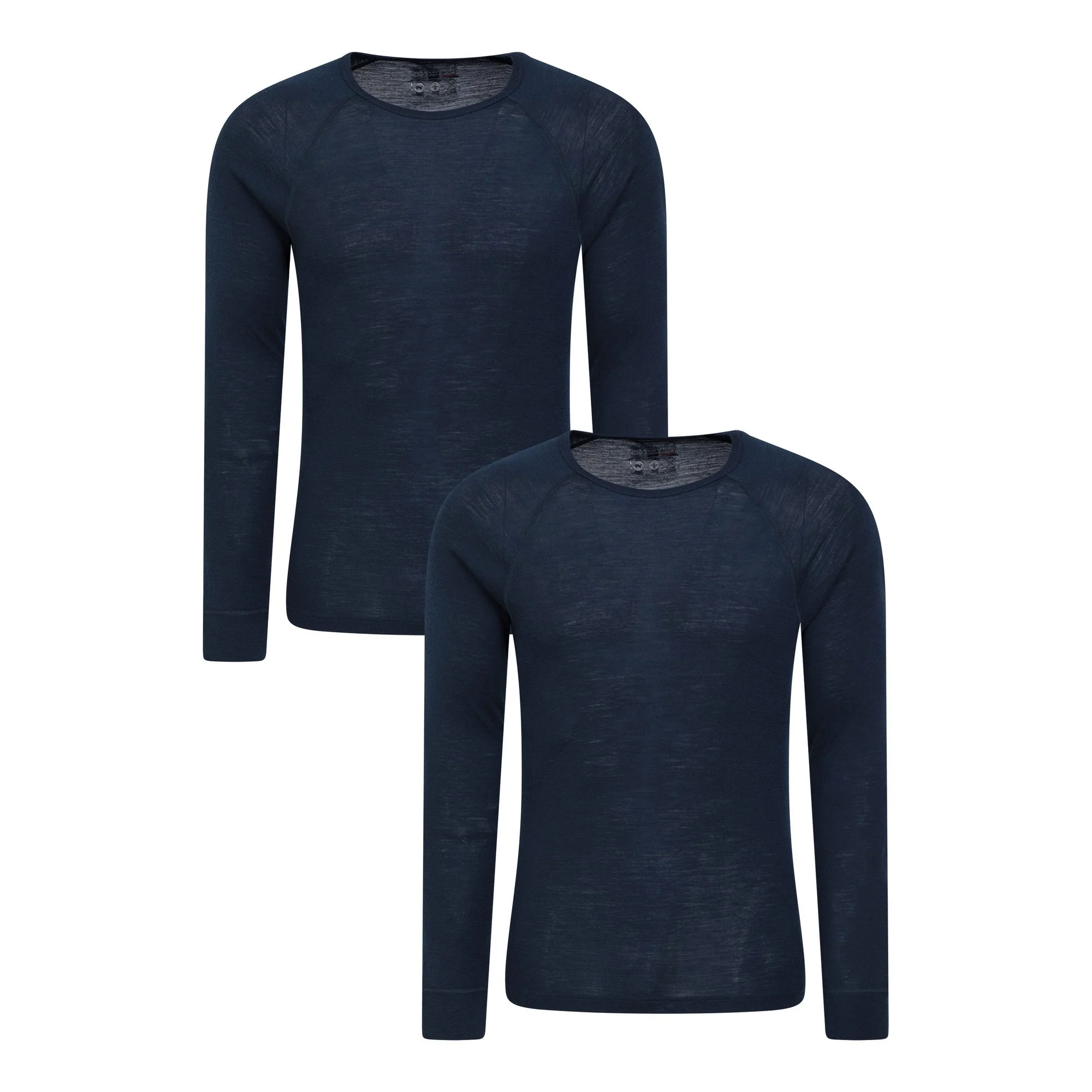 Mountain Warehouse Mens Merino Wool Base Layer Top (Pack of 2) Navy