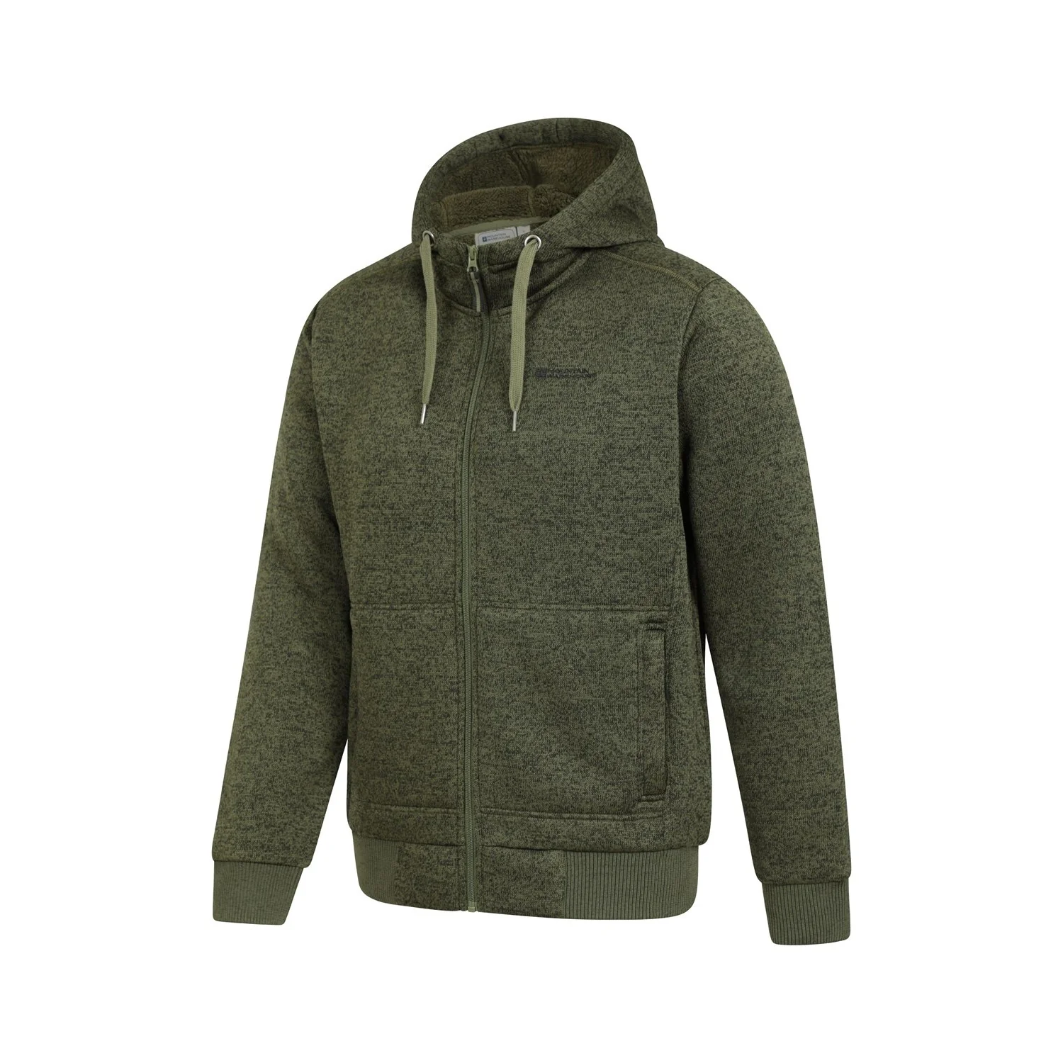 Mountain Warehouse Mens Nevis II Faux Fur Hoodie Green - Image 3