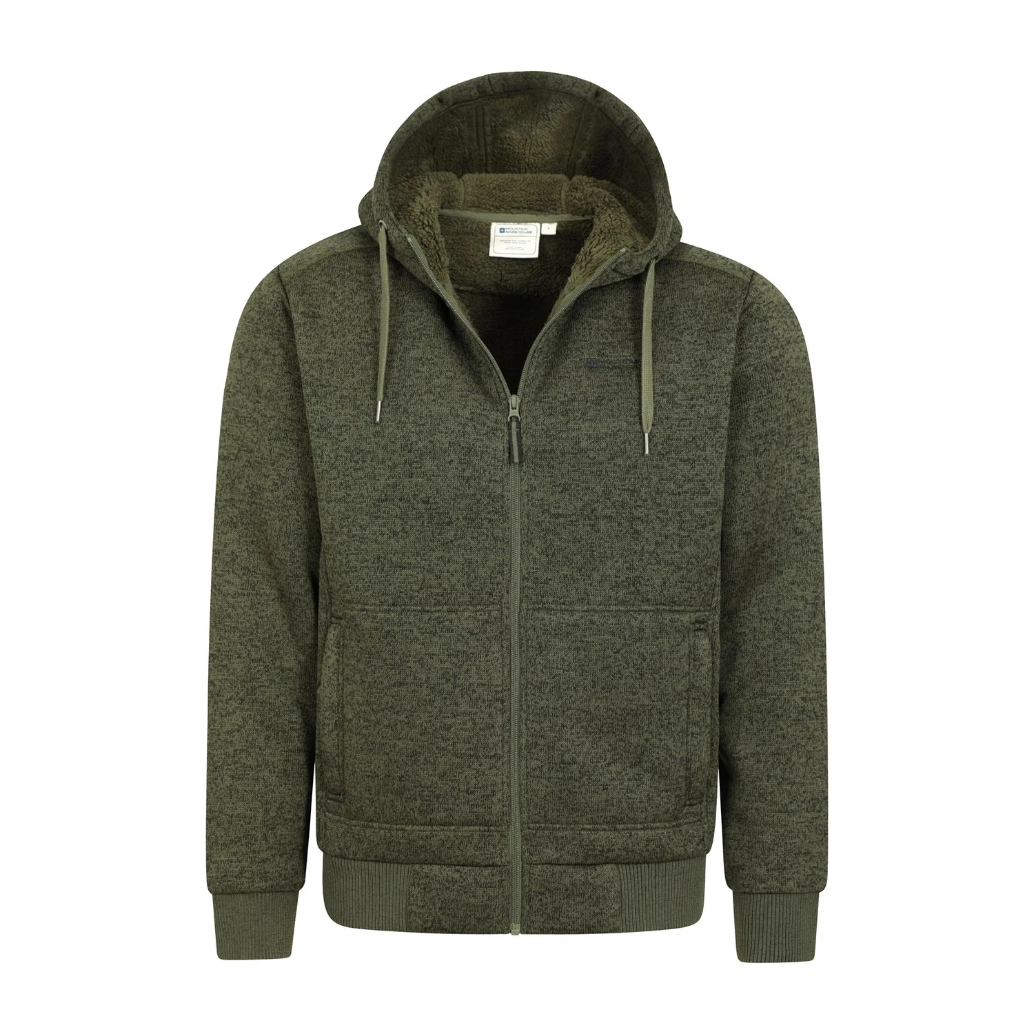 Mountain Warehouse Mens Nevis II Faux Fur Hoodie Green - Image 4