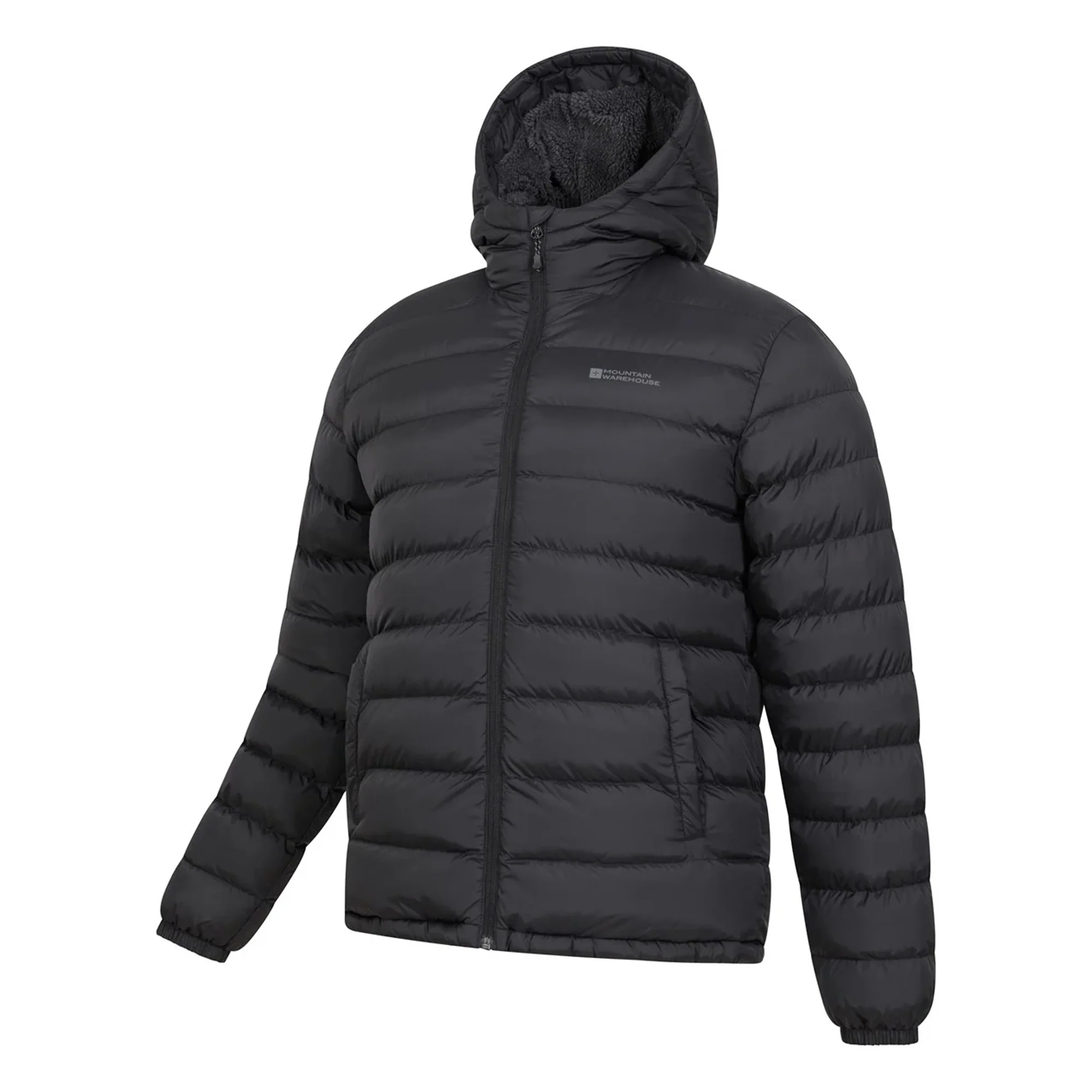 Mountain Warehouse Mens Seasons Faux Fur Lined Padded Jacket Black - Image 3