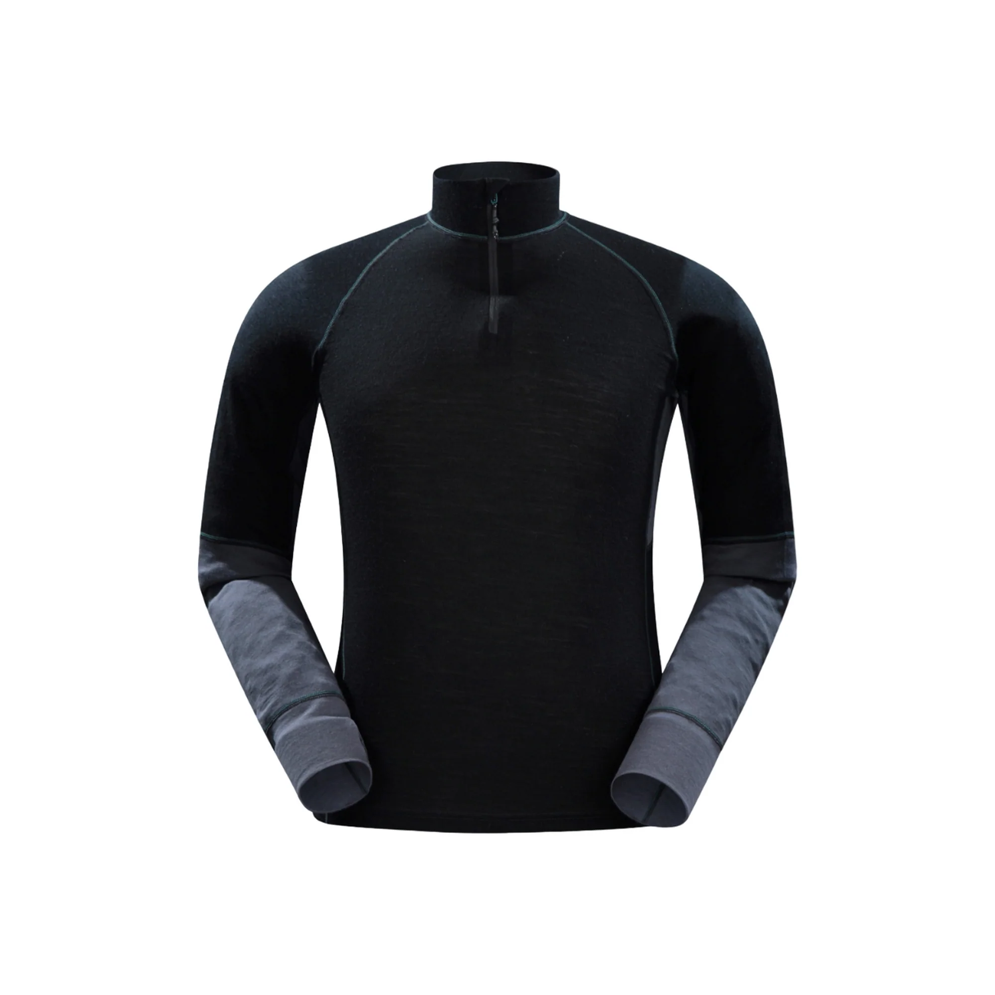 Mountain Warehouse Mens Ultra Merino Wool Zip Neck Base Layer Top Black