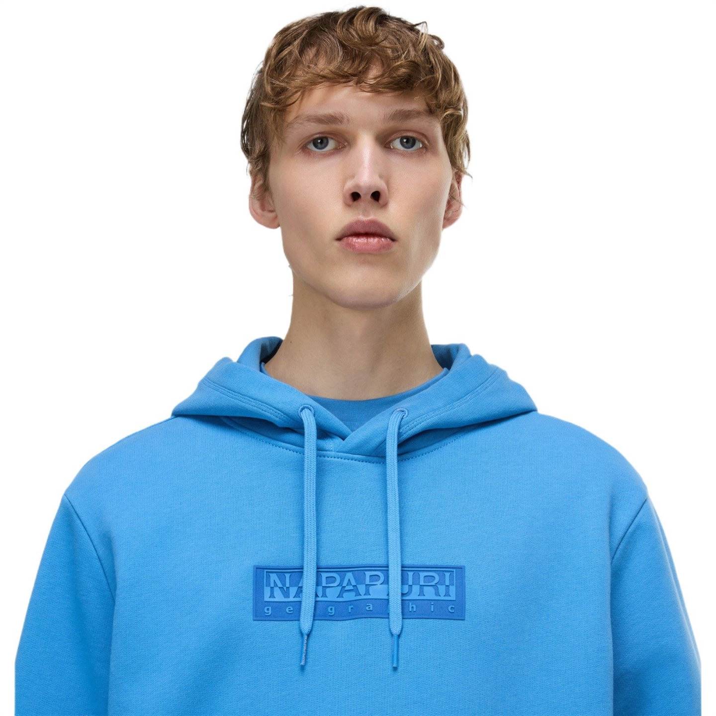 Napapijri Mens B-Box Logo Hoodie Blue - Image 4