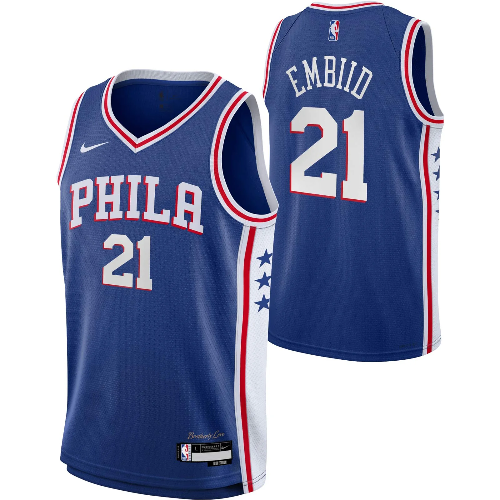Nike NBA 76ers Embiid 21 Kids Icon Jersey - Image 3