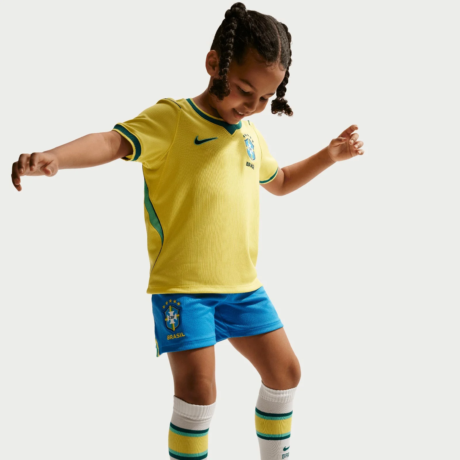 Nike Kids Brazil World Cup 2026 Stadium Home Soccer Replica 3-Piece Kit - Image 10