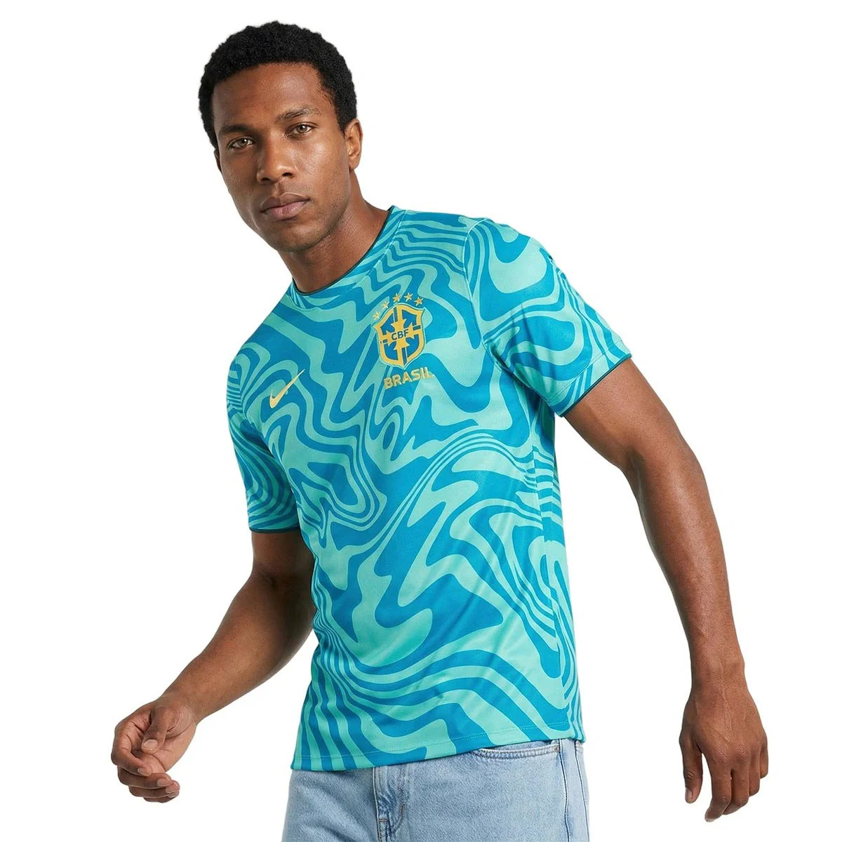 Nike Mens Brazil World Cup 2026 Academy Pro Dri-FIT Soccer Pre-Match Short-Sleeve Top - Image 3
