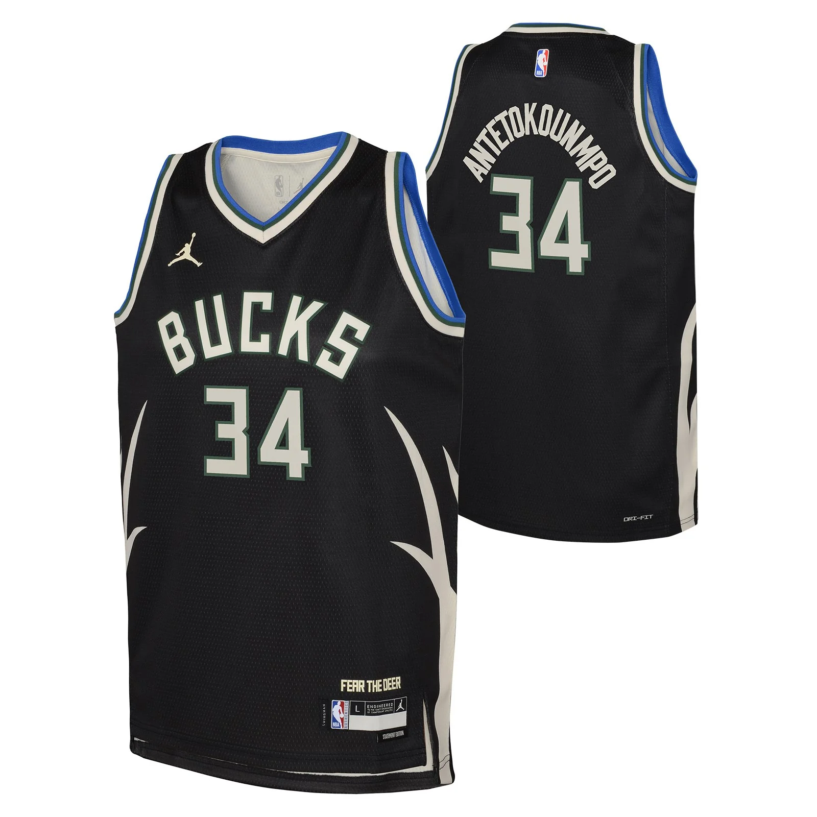 Nike Jordan Antetokounmpo #34 Bucks Statement Swingman NBA Kids Jersey - Image 3