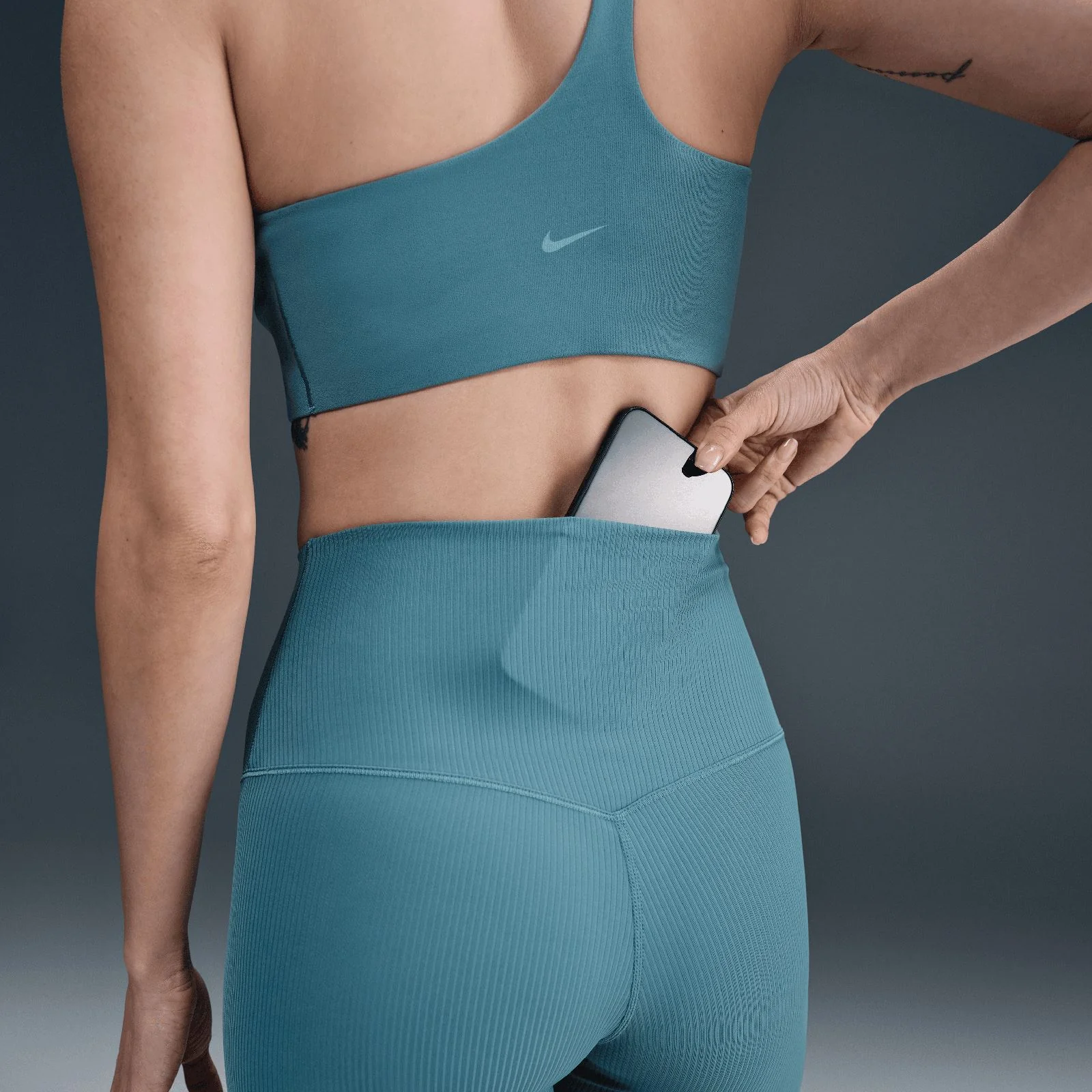 Nike Zenvy Rib Womens Gentle-Support High-Waisted 7/8 Leggings - Image 4